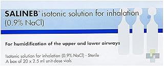 Isotonic 0.9% Sodium Chloride NaCl Inhalation Saline Solution humidifying Airway - 20 X 2.5ml Unit-dose vials