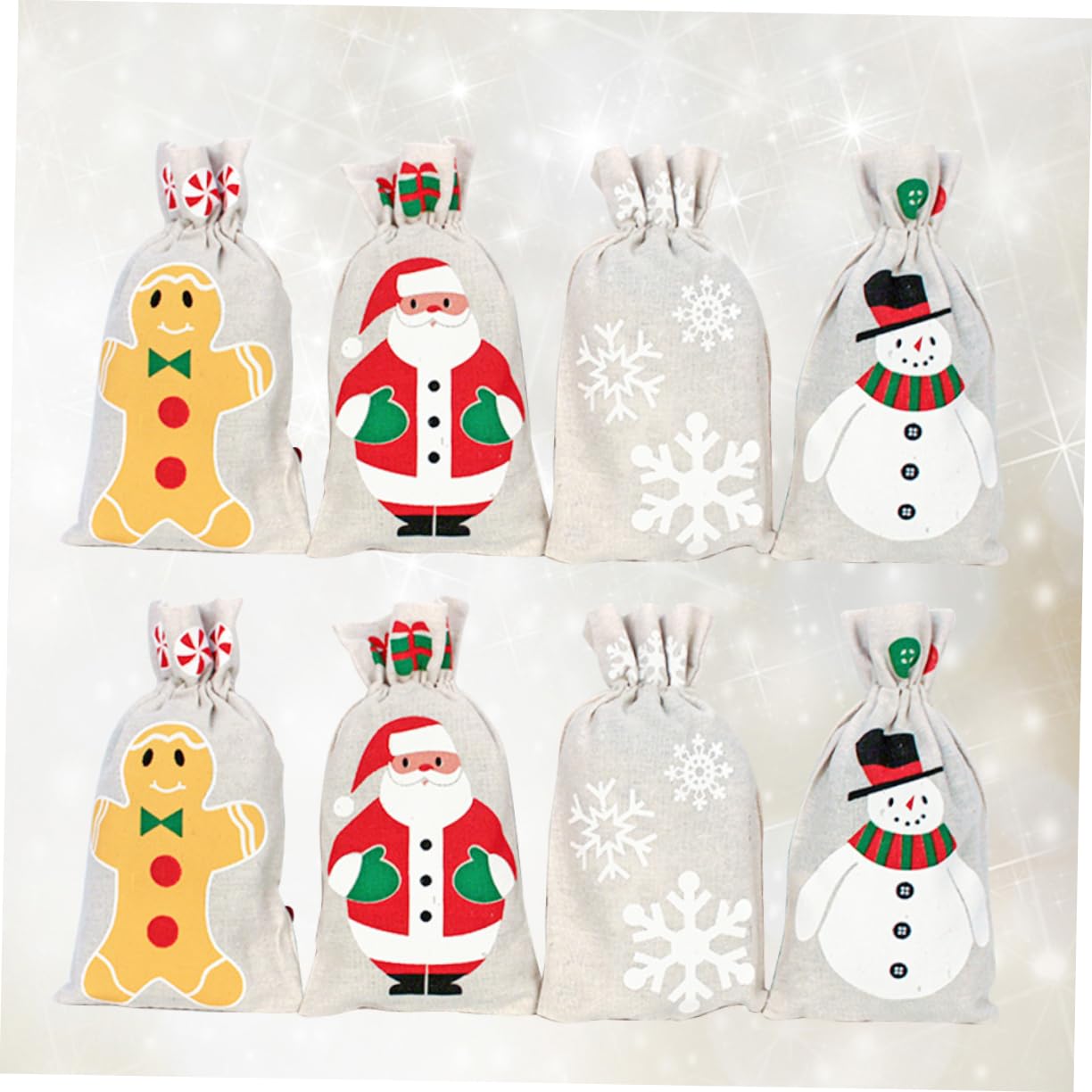 SOLUSTRE 8 Stück Weihnachtsgeschenksäckchen aus Leinen mit Kordelzug Tragbare Aufbewahrungsbeutel für Handy und Kosmetik für Festliche Feiern Zufälliger Stil