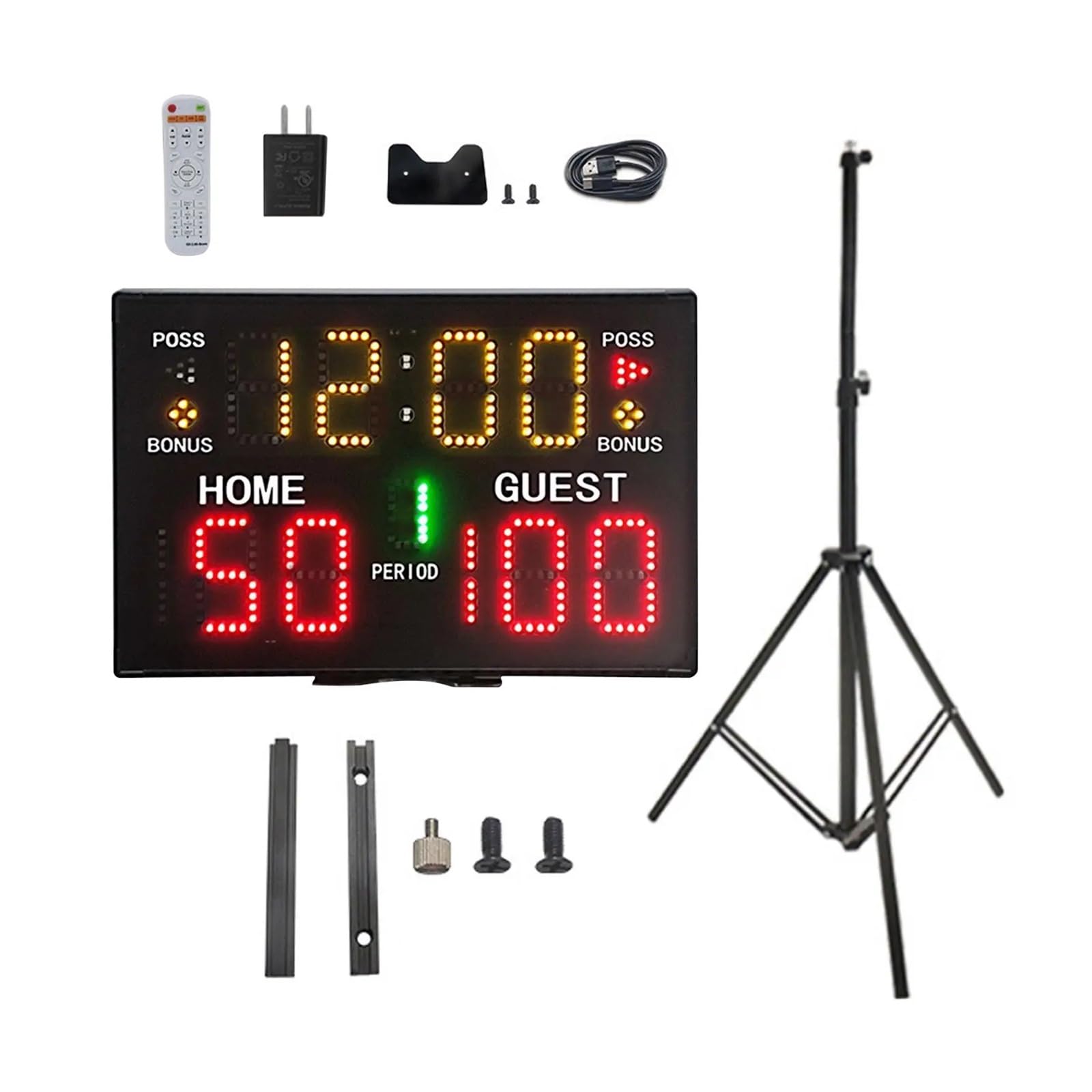 Tabellone segnapunti Digitale Portatile Orologio da Parete elettronico a Batteria Montato a for pallavolo, Tennis, Basket