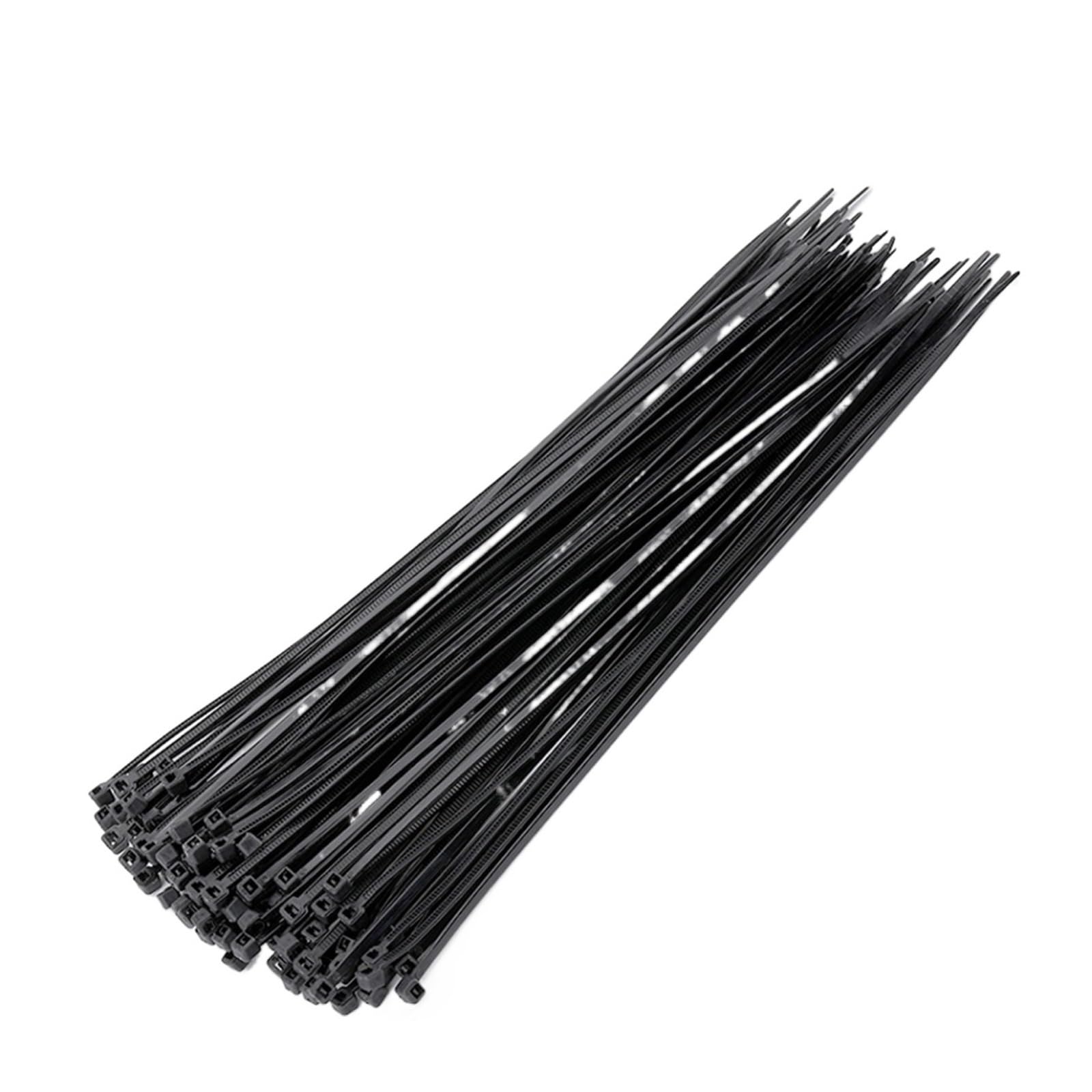 Nylon Cable Tie Buckle， Self-Locking Nylon Cable Ties, Black, 3-5mm x 60-250mm, Pack of 100 or 1000(5x200 100PCS)