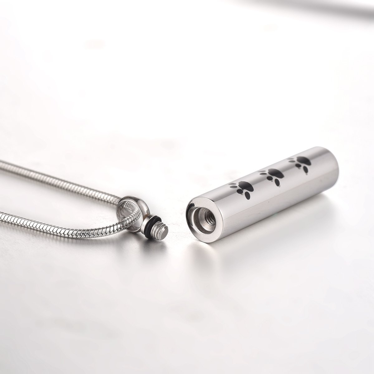 COCO Park Dog Paw Cat Paw Cylinder Pet Cremation Necklace Urn Pendant for Ashes Jewelry Memorial Keepsake