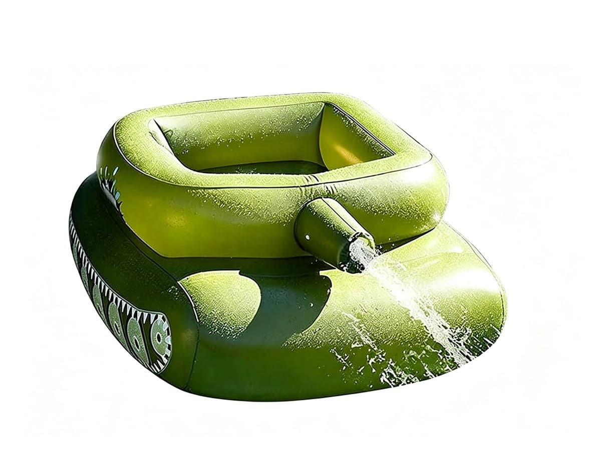 Luftmatratze Pool Tank-Typ mit Wasserspray, Aufblasbarer Panzerpool | Schwimmt Schwimmring, Ride-On Schwimmreifen Erwachsene Pool Spielzeug