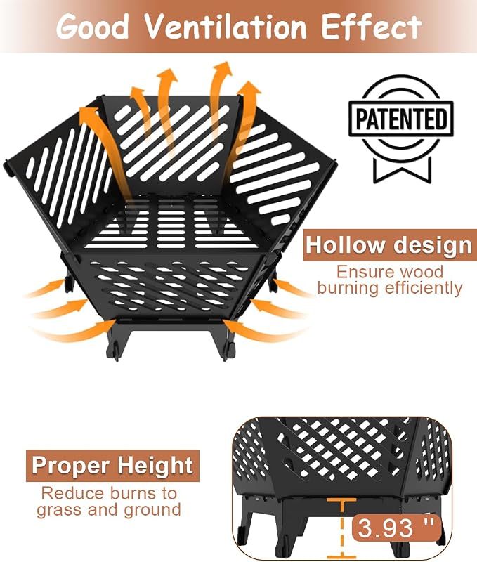 Brasero portátil hexagonal 22.5 pulgadas con bolsa de transporte miniatura 3