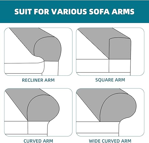 Vista 39 de Homoyoyo Juego de 2 fundas para reposabrazos de sofá, extraíbles e impermeables, lavables, antideslizantes, elásticas, para sofá reclinables