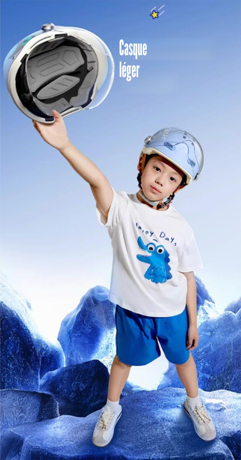 Casque De Moto Pour Jeunes Enfants, Casque De Scooter Électrique À Visage Ouvert, Casque De Vélo De Rue Avec Visière Solaire Casque Rétro Demi-Casque Pour Garçons Et Filles 2 À 14 Ans I,48-55CM