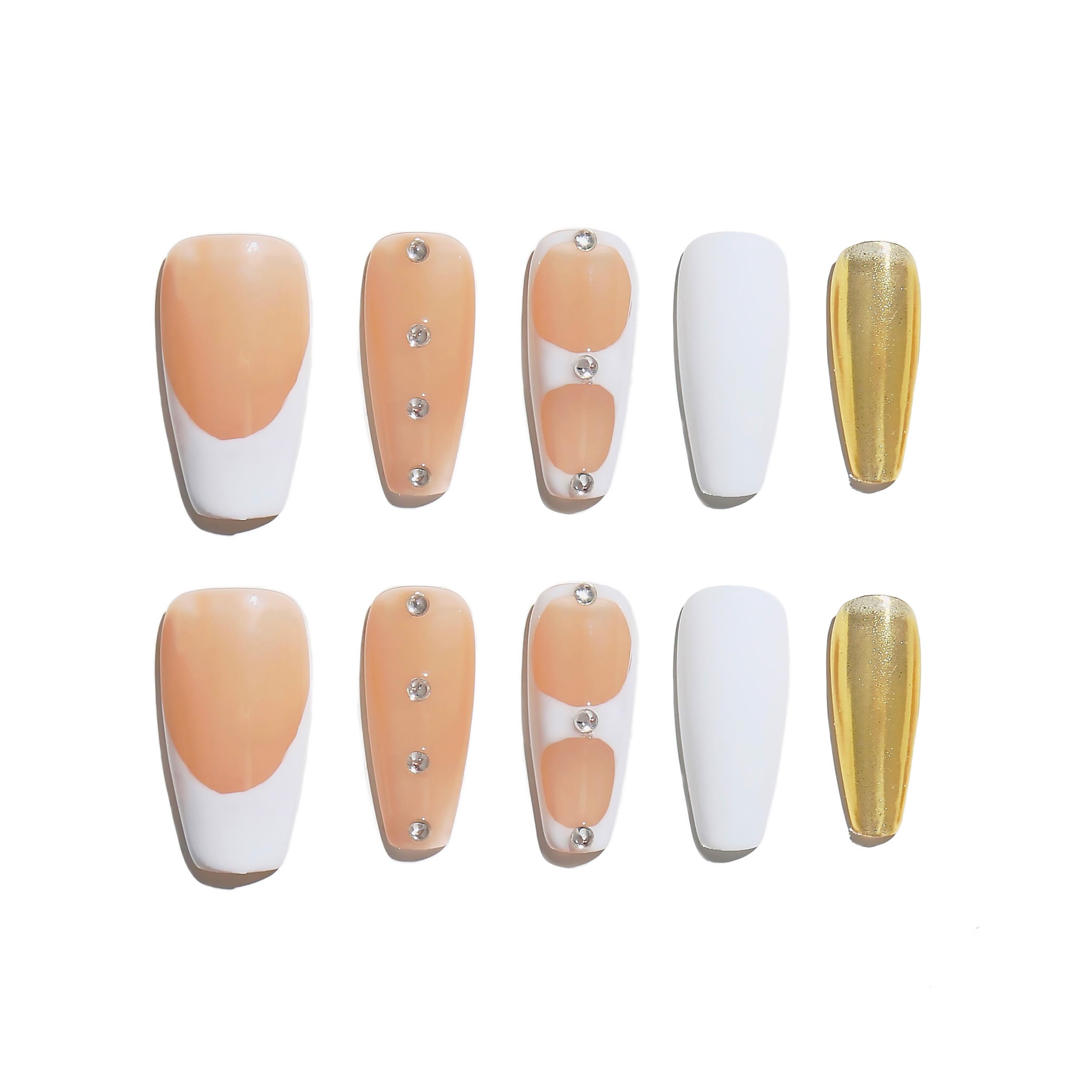 Sun&Beam Nails Handmade Press-on Long Coffin Ballerina Red White Black Silver Glam Halloween Ombre Design Fashion False Nail Tips 10 Pcs Set (#189 M) — view 11