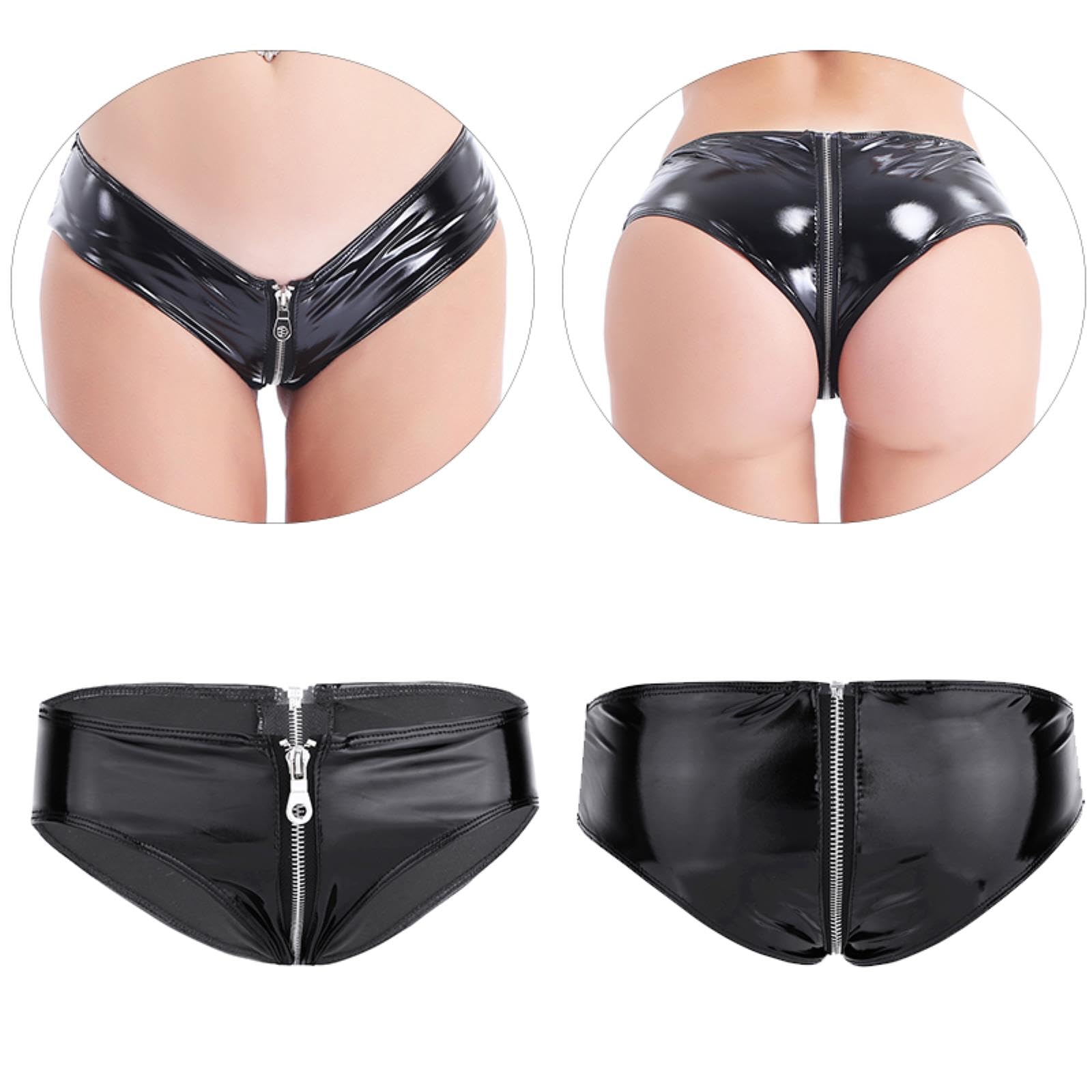 Donna Trasparente Pantaloncini Intimo Aperto Cavallo Olio Lucido - Foto 6