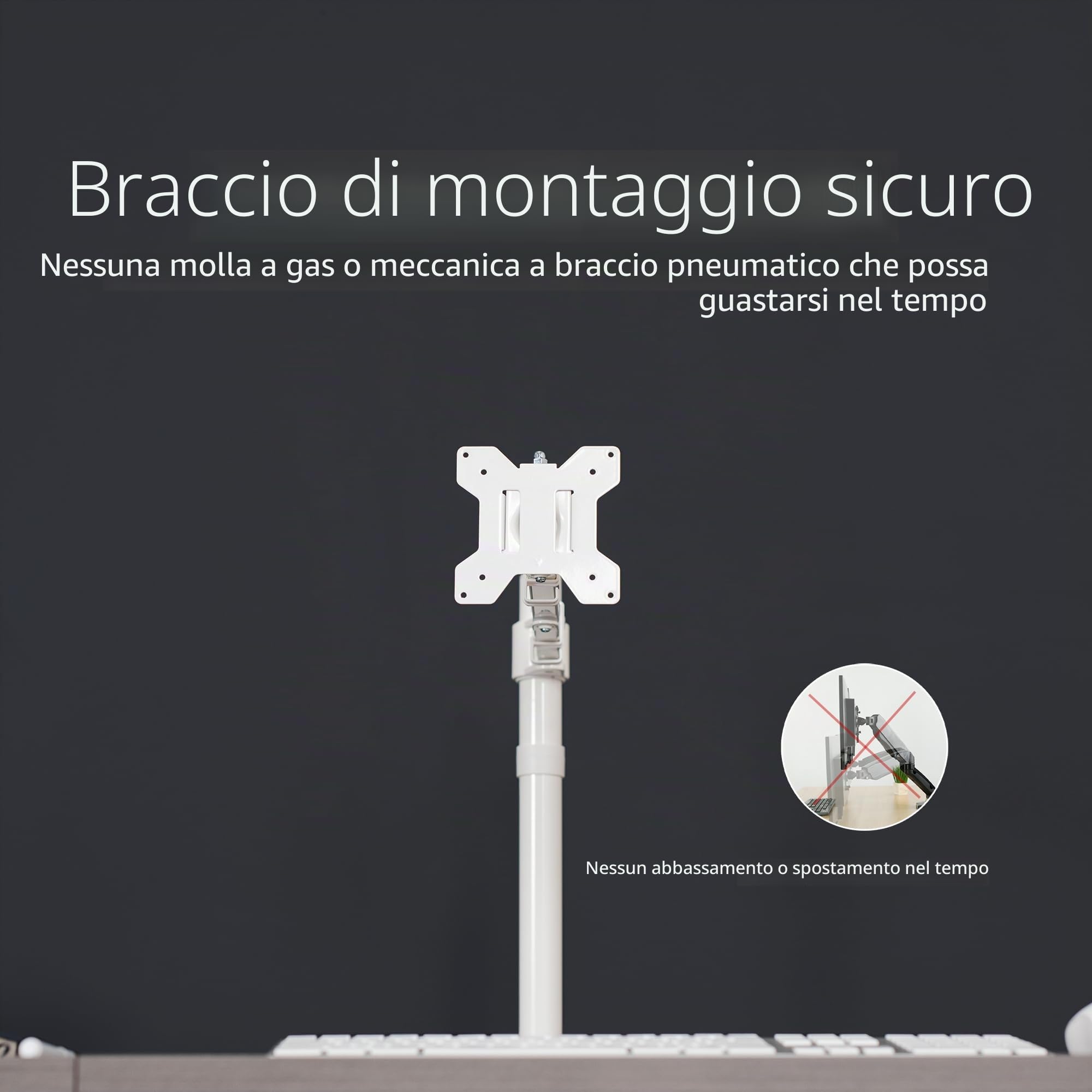 VIVO STAND-V001W - Supporto da scrivania con braccio singolo per monitor, supporta schermi fino a 32" regolari e 38" ultrawide, supporto completamente regolabile con morsetto a C e base con passacavo,