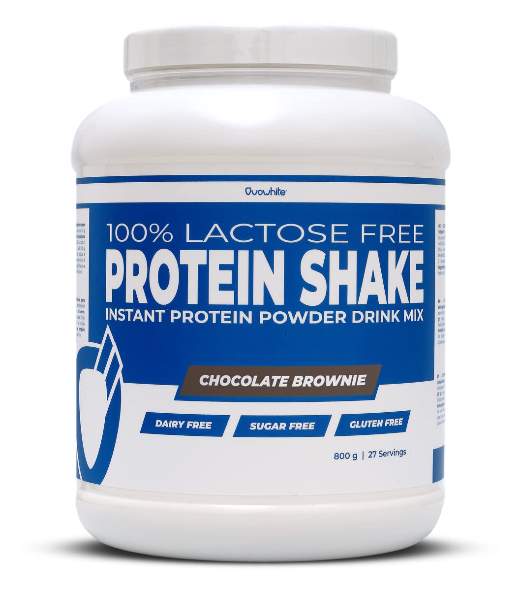 100% Egg Protein Shake Lactose Free/Gluten Free/Sugar Free - Proteine in Polvere Isolate dell'Uovo (Chocolate Brownie, 800 g)