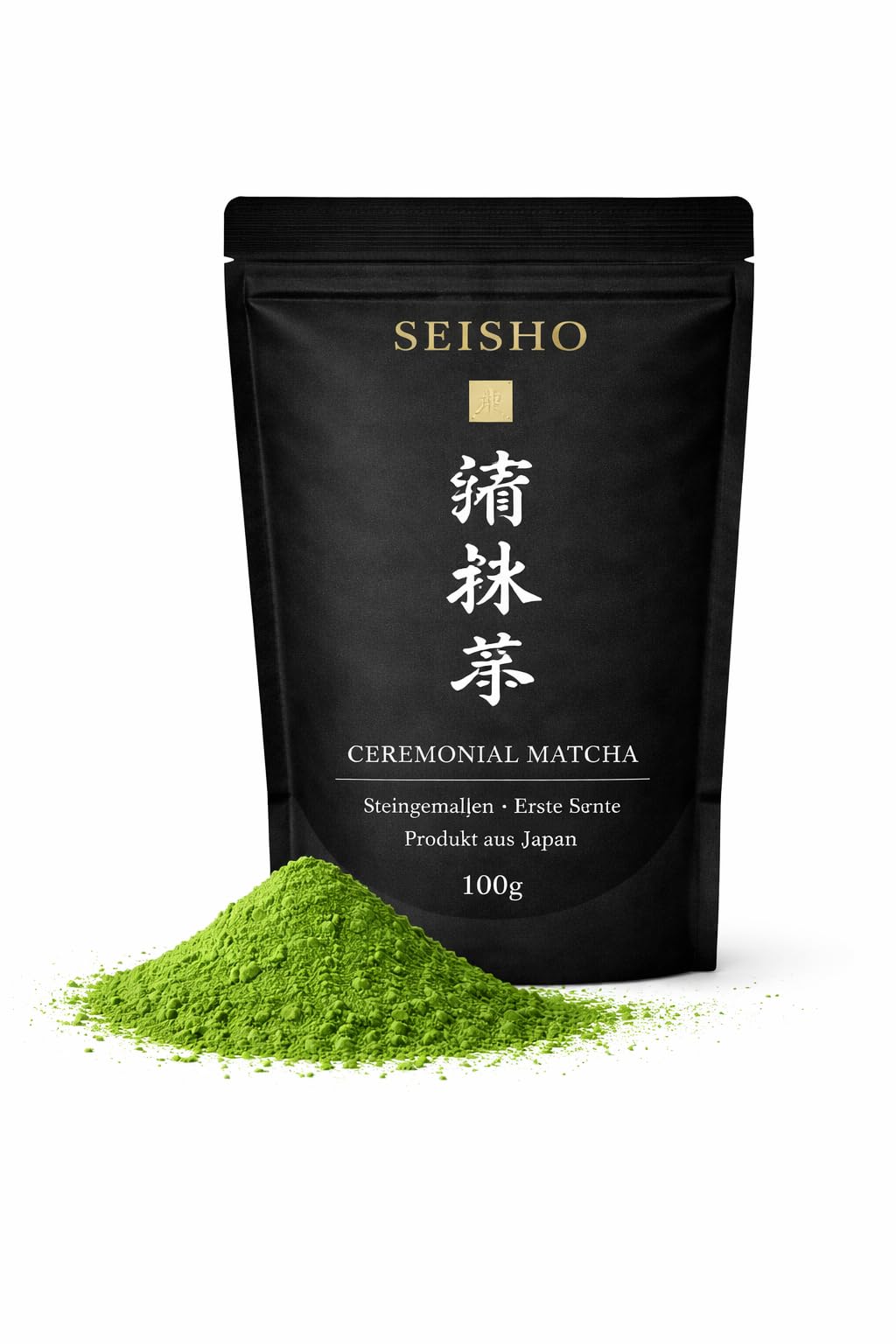 SEISHŌ Ceremonial Matcha 100g – Premium Bio Matcha Pulver aus Japan – Erste Ernte – Stein gemahlen – Traditioneller Japanischer Grüntee für Matcha Tee, Latte & Zeremonie