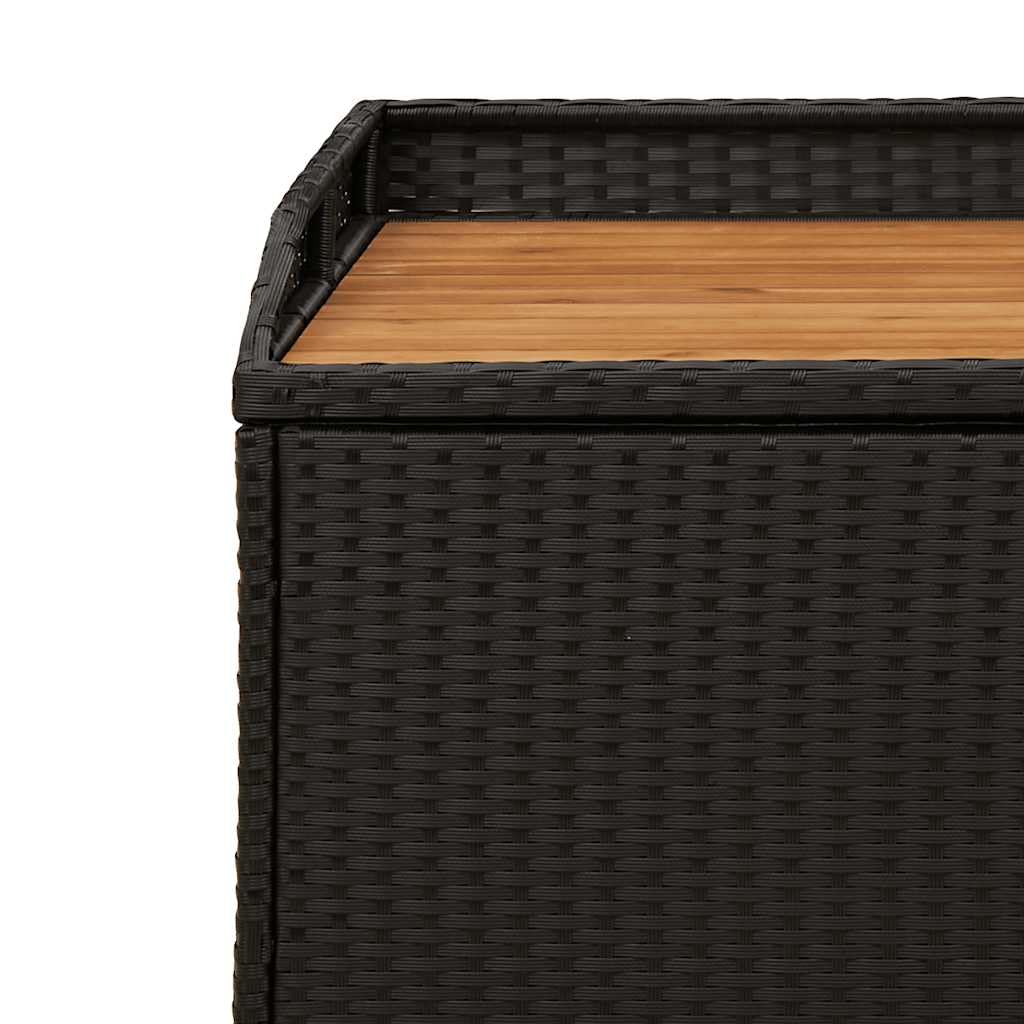 vidaXL Banc de Rangement, Coffre à Jouets, Meuble de Rangement, Organisateur de Jardin Terrasse Patio, Noir Résine Tressée et Bois d'Acacia