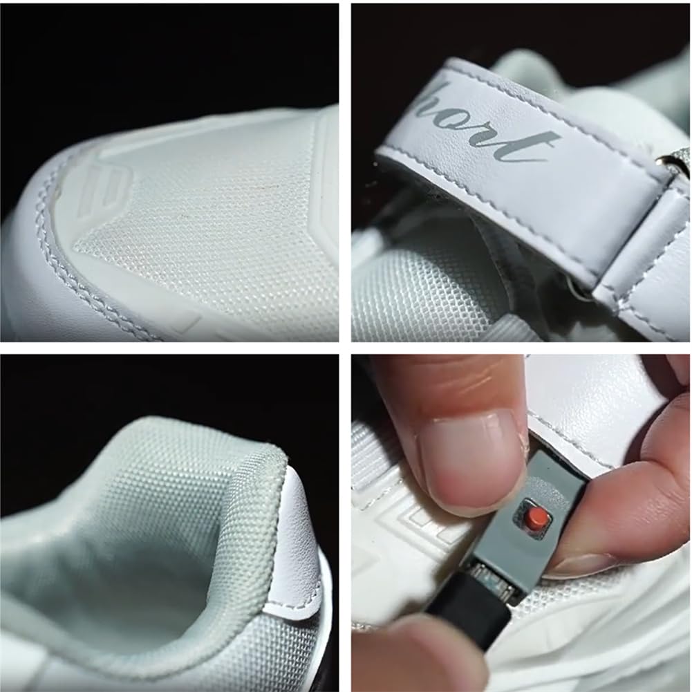 FANSU Zapatillas con 2 Ruedas Niña, Zapatos con Ruedas Luces LED Coloridos Parpadeante 2 en 1, Niño Zapatillas Patines Carga con USB Calzado de Skateboarding 28-41 EU