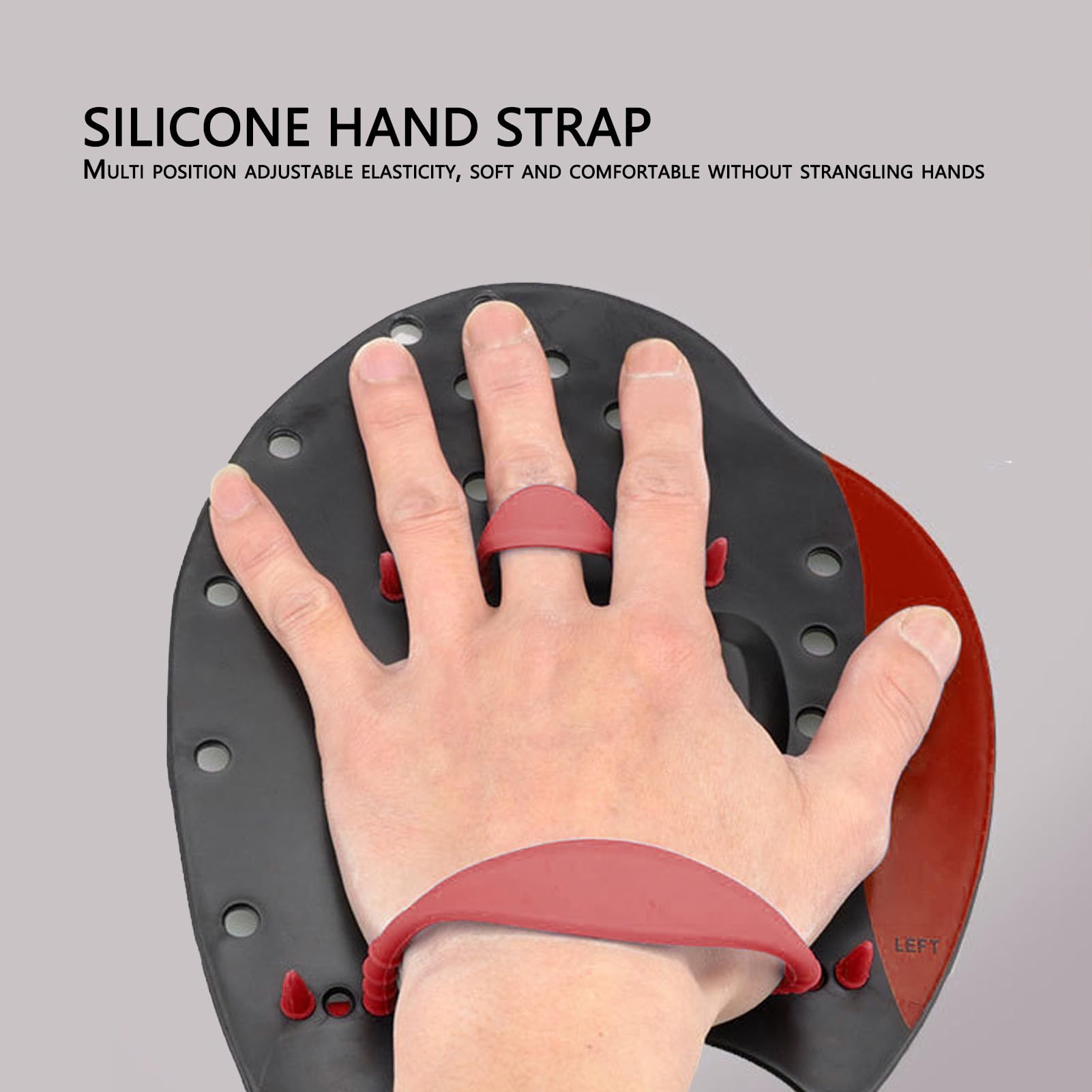 Unisex Adult Swim Training Paddles, 1 Pair Silicone Adjustable Hand Paddles for Adults and Kids (M)