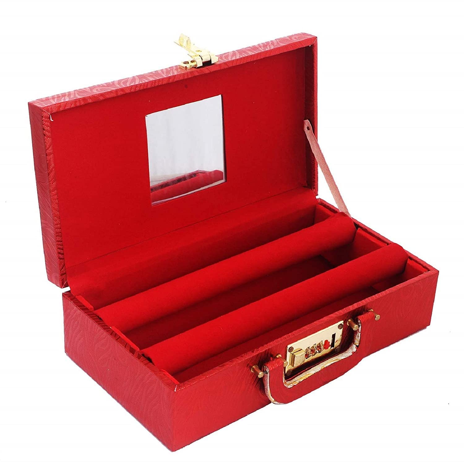 Kuber Industries Wooden Two Rod Bangle Storage Box, (Maroon) - CTKTC030643