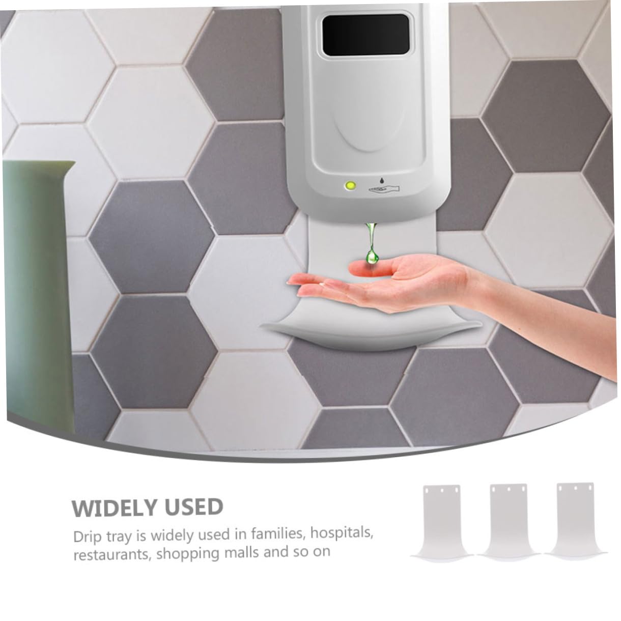 Baluue 3 pezzi Vassoio Antigoccia per Dispenser Sapone da Parete in Abs Resistente e Facile da Montare per Bagno e Cucina Design Compatto e Superficie Liscia Sicura