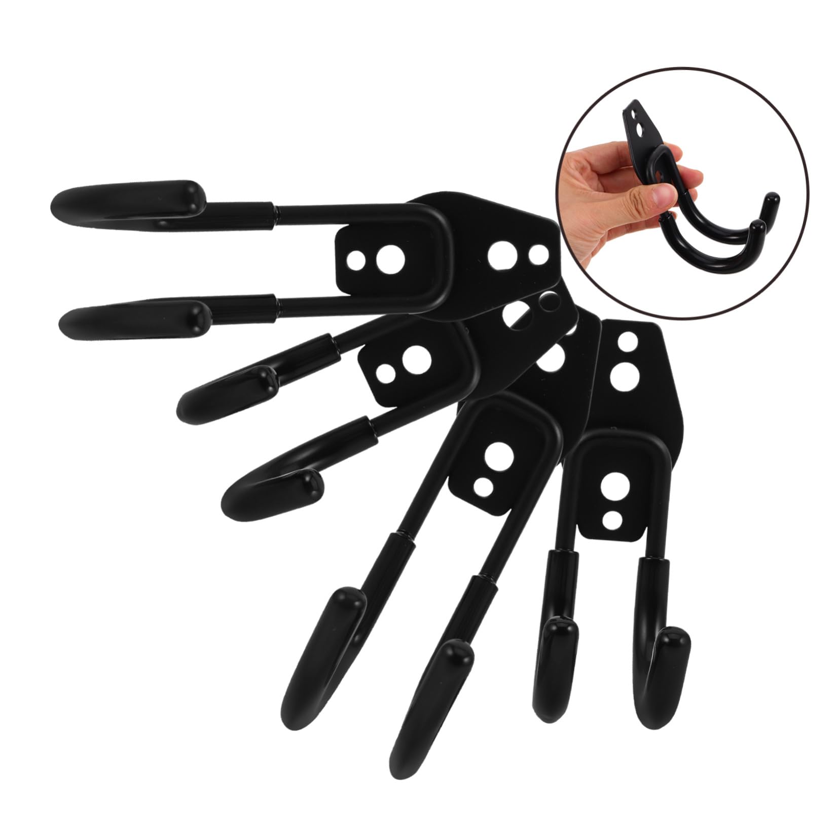 Angoily 4pezzi Ganci Da Garage Resistenti Per Montaggio Parete Ganci Per Scale Tubi Sci Sport Attrezzi Da Giardino Organizer Nero