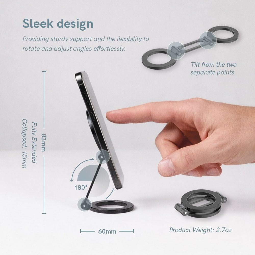 Lume Cube Support de téléphone magnétique de qualité supérieure pour iPhone et Android MagSafe - Support magnétique double face pliable avec plusieurs points de réglage - Support pour toute surface