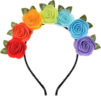 Women Mexican Flower Headband Day of The Dead Rose Flower Crown Dia de Los Muertos Costume