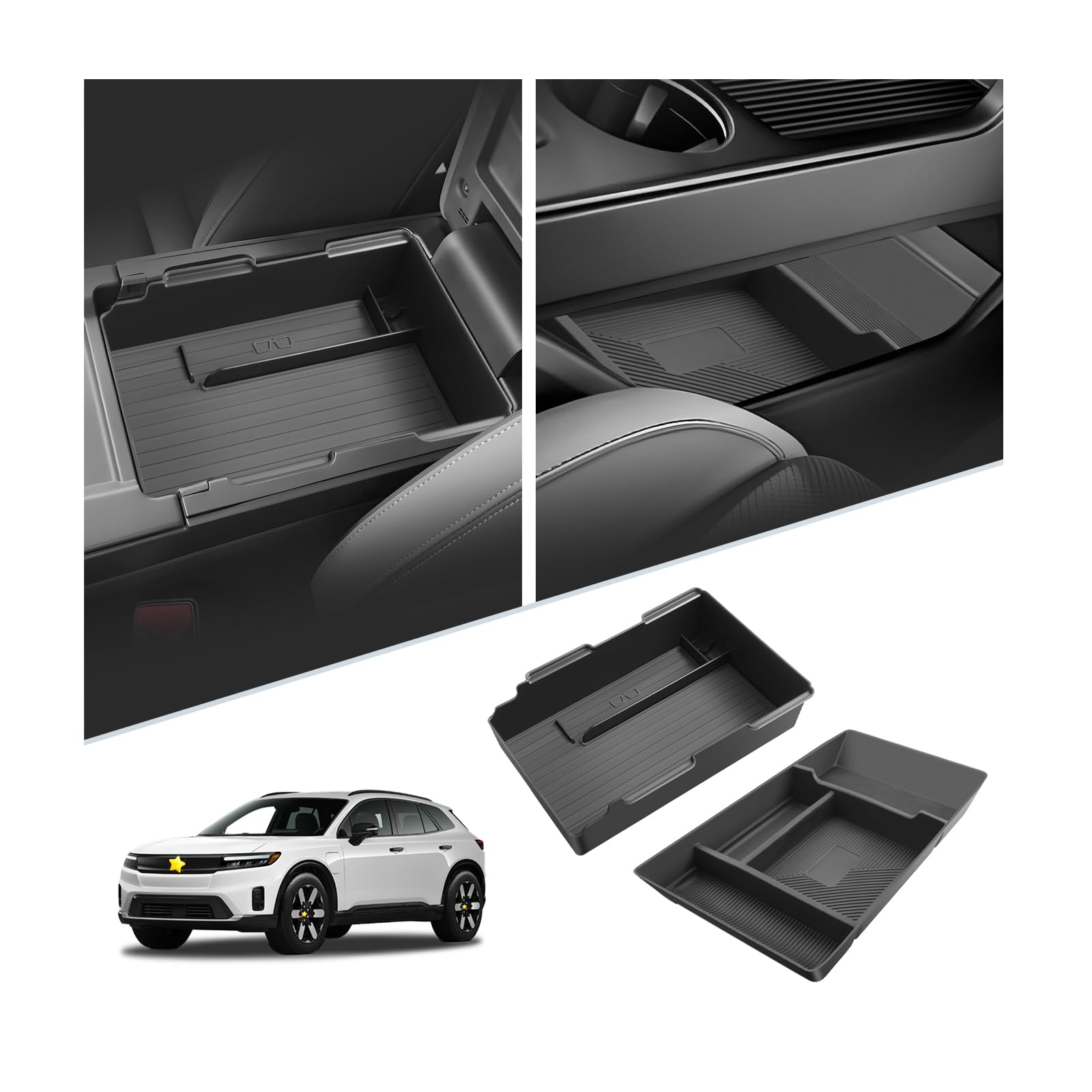 SKTU 2Pcs for 2024 2025 2026 Honda Prologue Center Console Organizer for 2024 2025 2026 Honda Prologue/Acura ZDX Console Tray & Under Console Tray 2024 2025 2026 Prologue Accessories with Coin Holder
