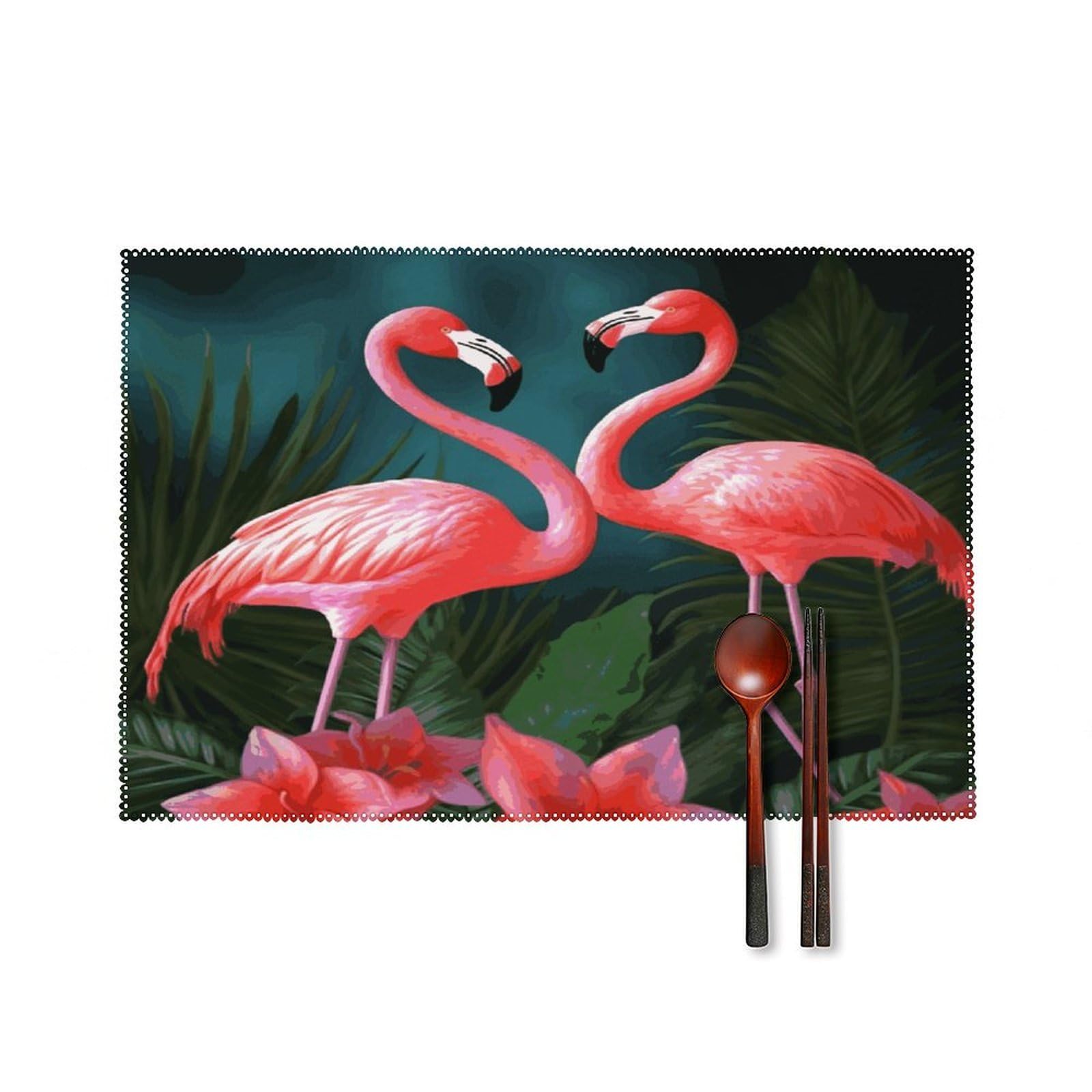 Fodpand Style Flamingo Flowers Placemats Set Of 4 Place Mats Table Mats