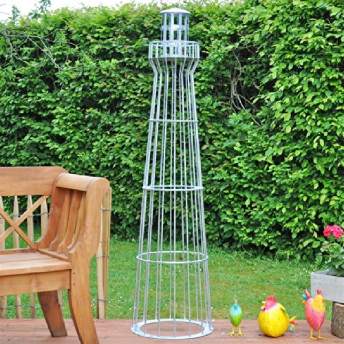Leuchtturm 1,80m hoch, Gabione, Garten-Dekoration, verzinkt, Metalldeko