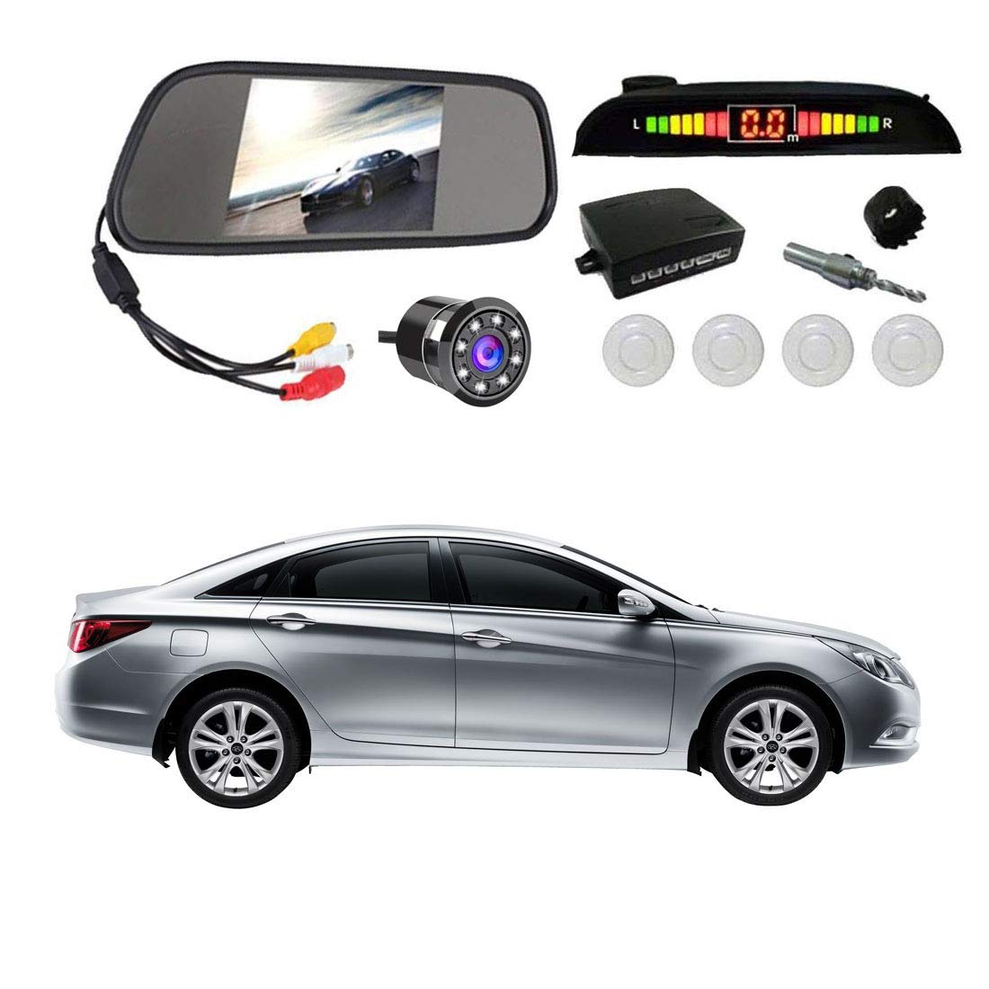 AYW (ALL YOU WANT) Car Rear View Camera with White Sensor and Screen of Sonata Fluidic