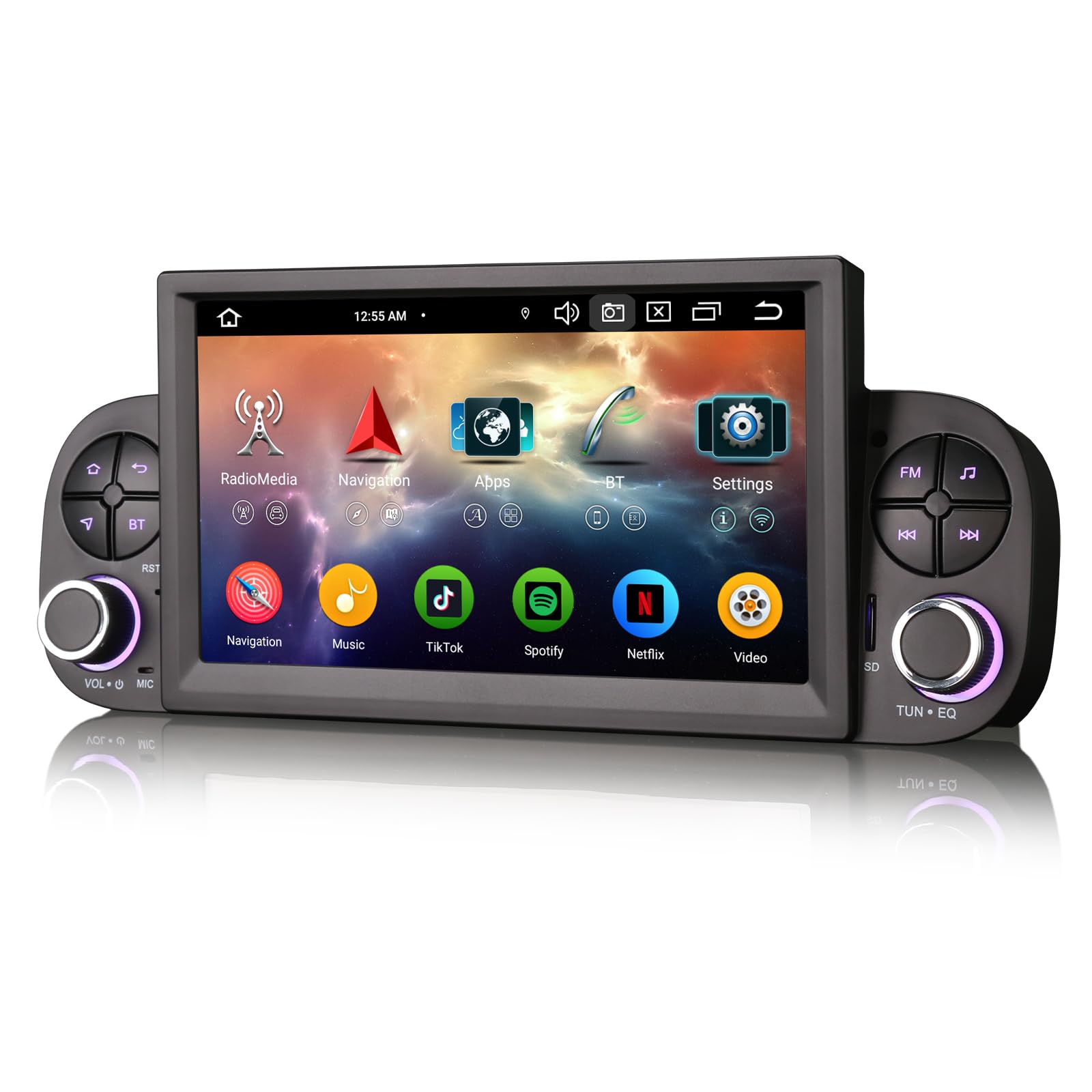 Erisin 7 pollici 8-Core 4GB+64GB Android 14 Autoradio Bluetooth GPS Navigatore per Fiat Panda 2013-2020 Supporto CarPlay Senza fili Android Auto WiFi 4G DSP DAB+ USB FM OBD2 Canbus Schermo tattile IPS