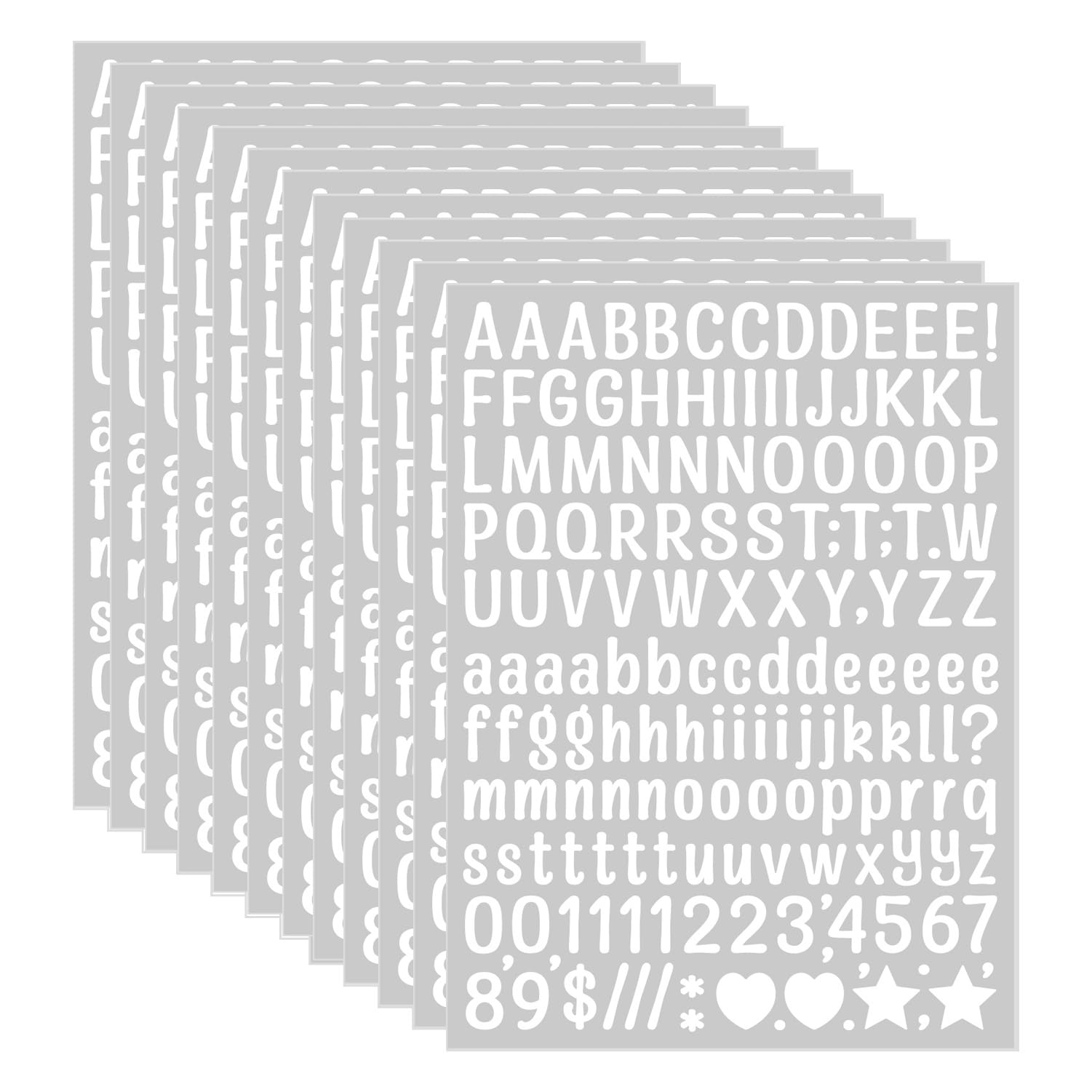 1860 Letter Stickers 12 Sheets Small Alphabet Stickers 0.5 Inch Vinyl Self-Adhesive Waterproof Stick on Letters Stickers Decals for Sign,Notebook Scrapbooking Cup Decorations（White）
