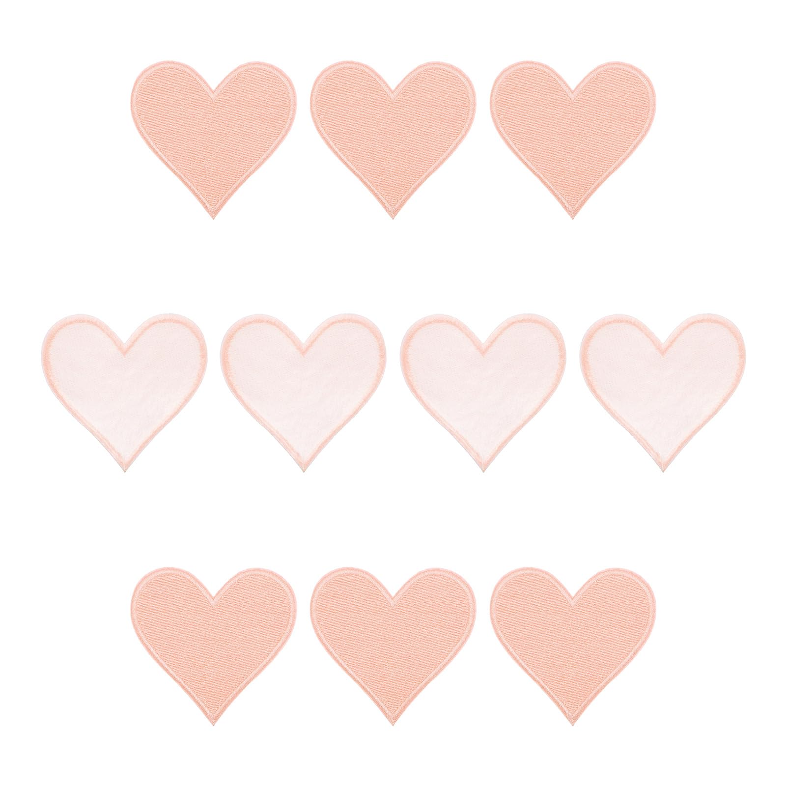 sourcing map Hearts Patches Light Pink Iron-On Patch Sew Embroidered Applique 2.8 x 2.68 Inch Hot Melt Adhesive Process for Clothing Repair Backpack Pack of 10