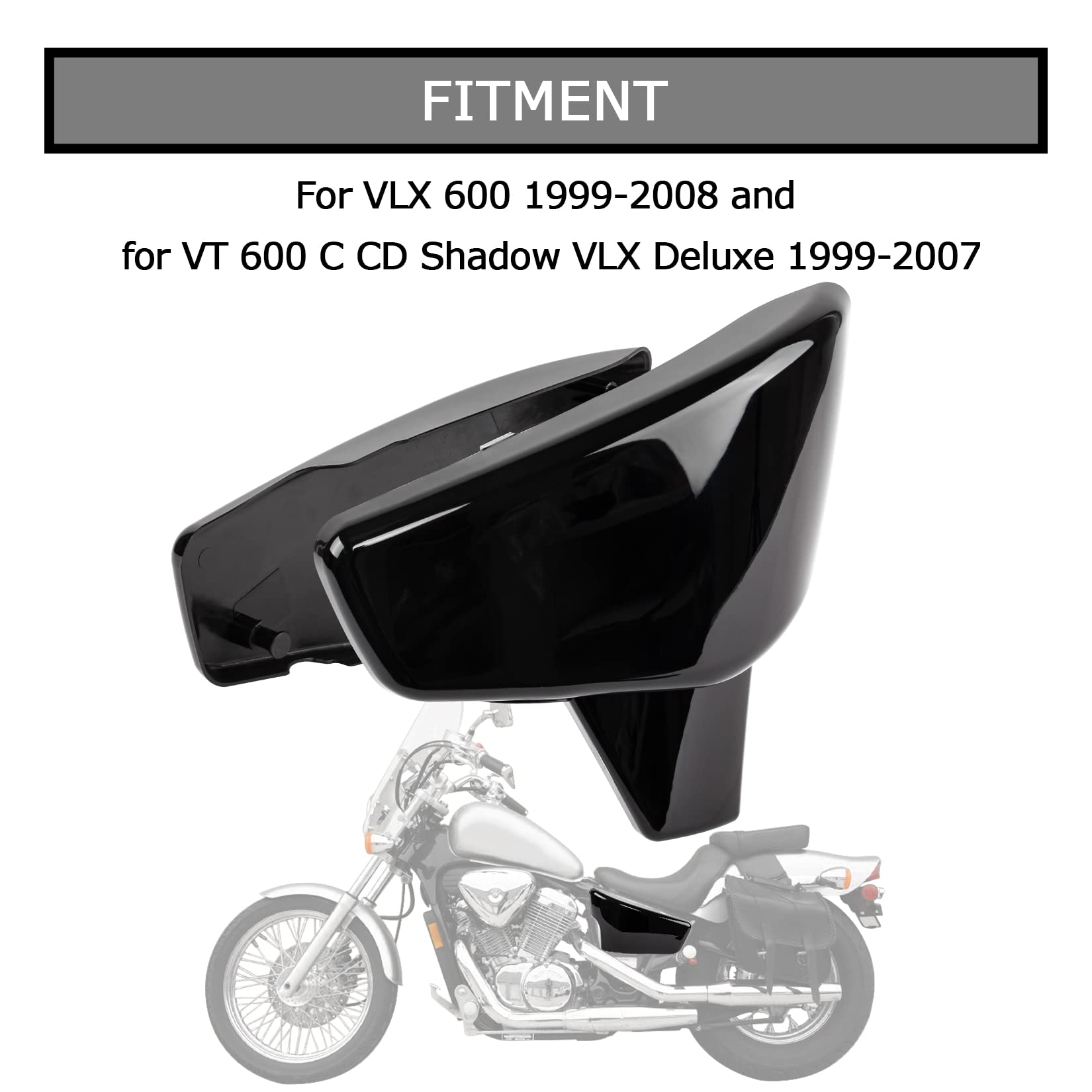 Copri Batteria Laterali Carenatura Laterale Della Batteria per VLX 600 1999-2008 e per VT 600C CD Shadow VLX Deluxe 1999-2007, PSLER Coperchio Laterale del Vano Batteria(Nero)