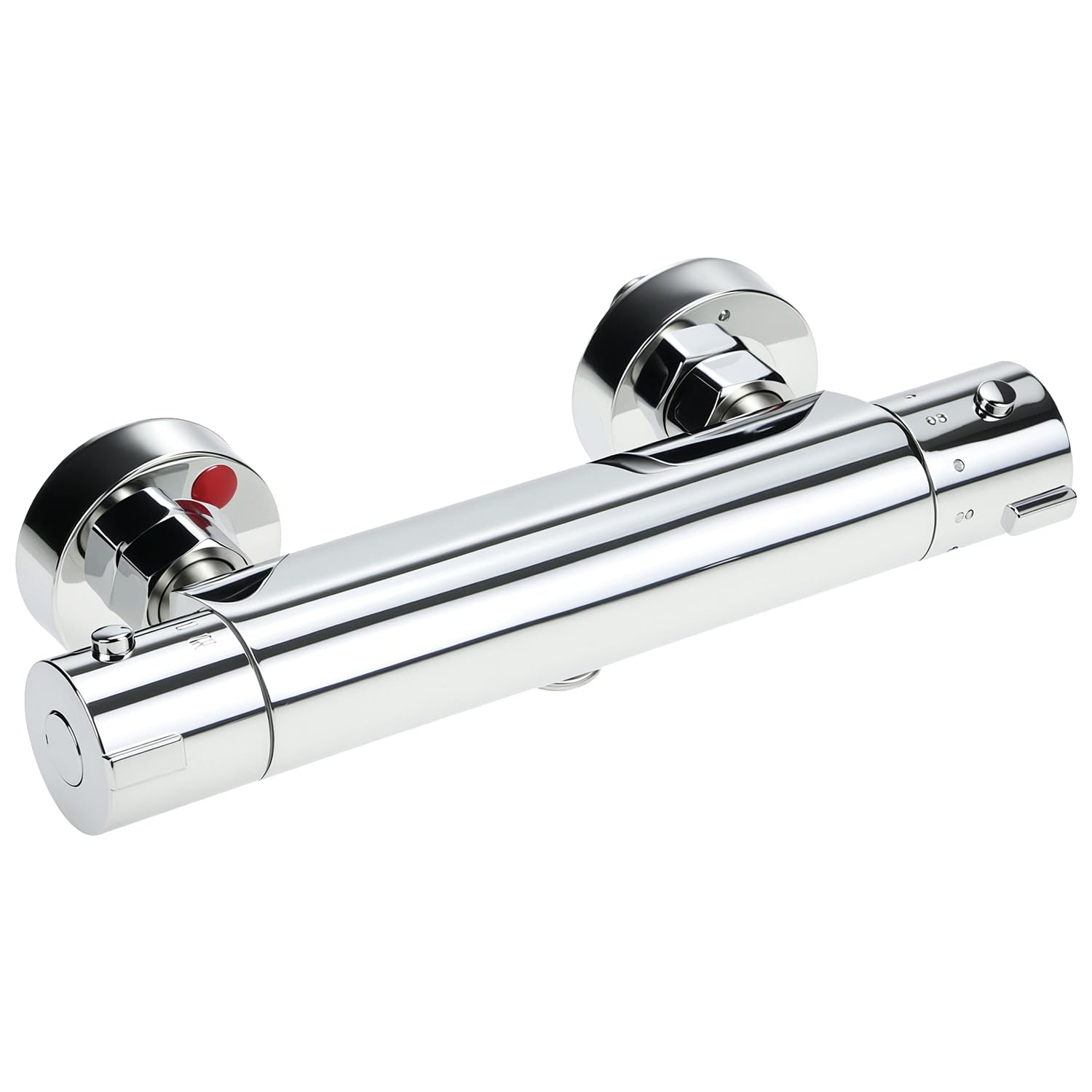 QWORK® Grifo Ducha Termostático de Latón con Válvula Antiquemaduras y Ahorro de Agua, Acabado Starlight