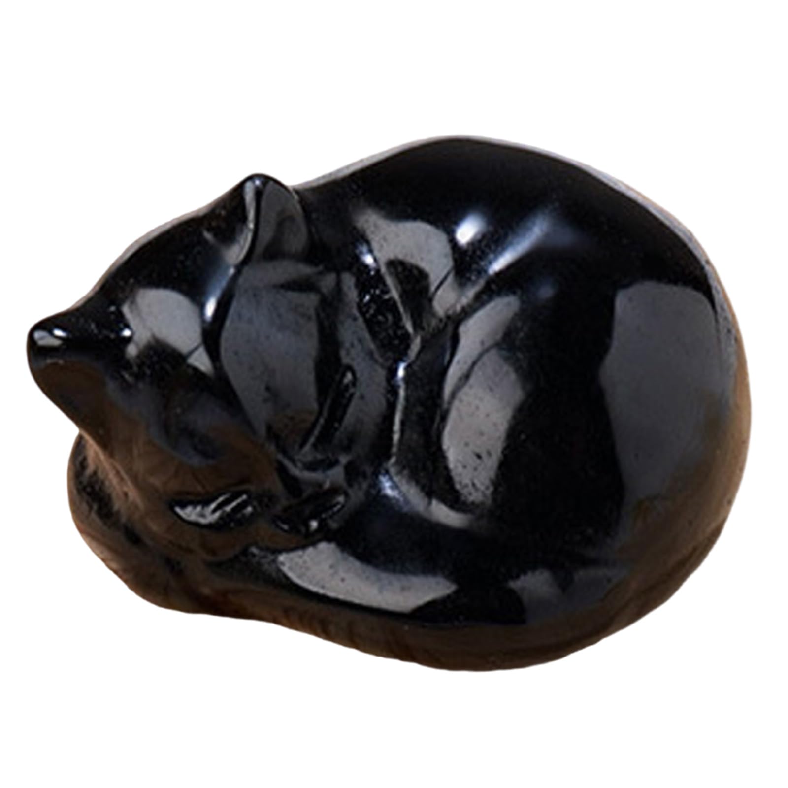Exquisite Sleep Cat Stone Sculpture Crystal Sleep Cat, Stone Decoration Nature Sculpture for Decoration Lovers