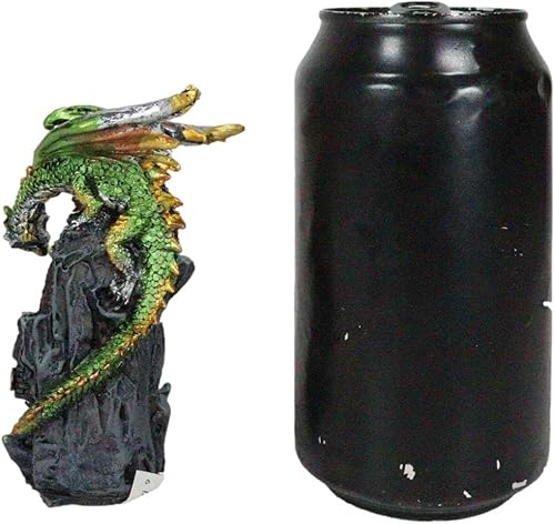 Miniatura 8 de Ebros Gift Figura metálica iridiscente de dragón espyro que guarda la antigua torre medieval del castillo en las montañas rocosas, figura