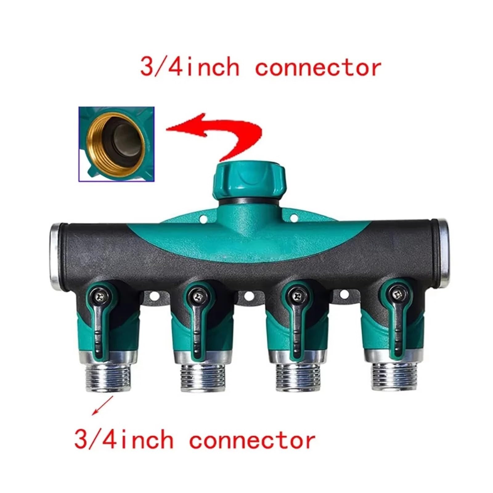 Connettore for rubinetto a 4 vie Splitter for tubo da giardino 3/4'' Irrigazione a goccia in plastica agricola(Eu)