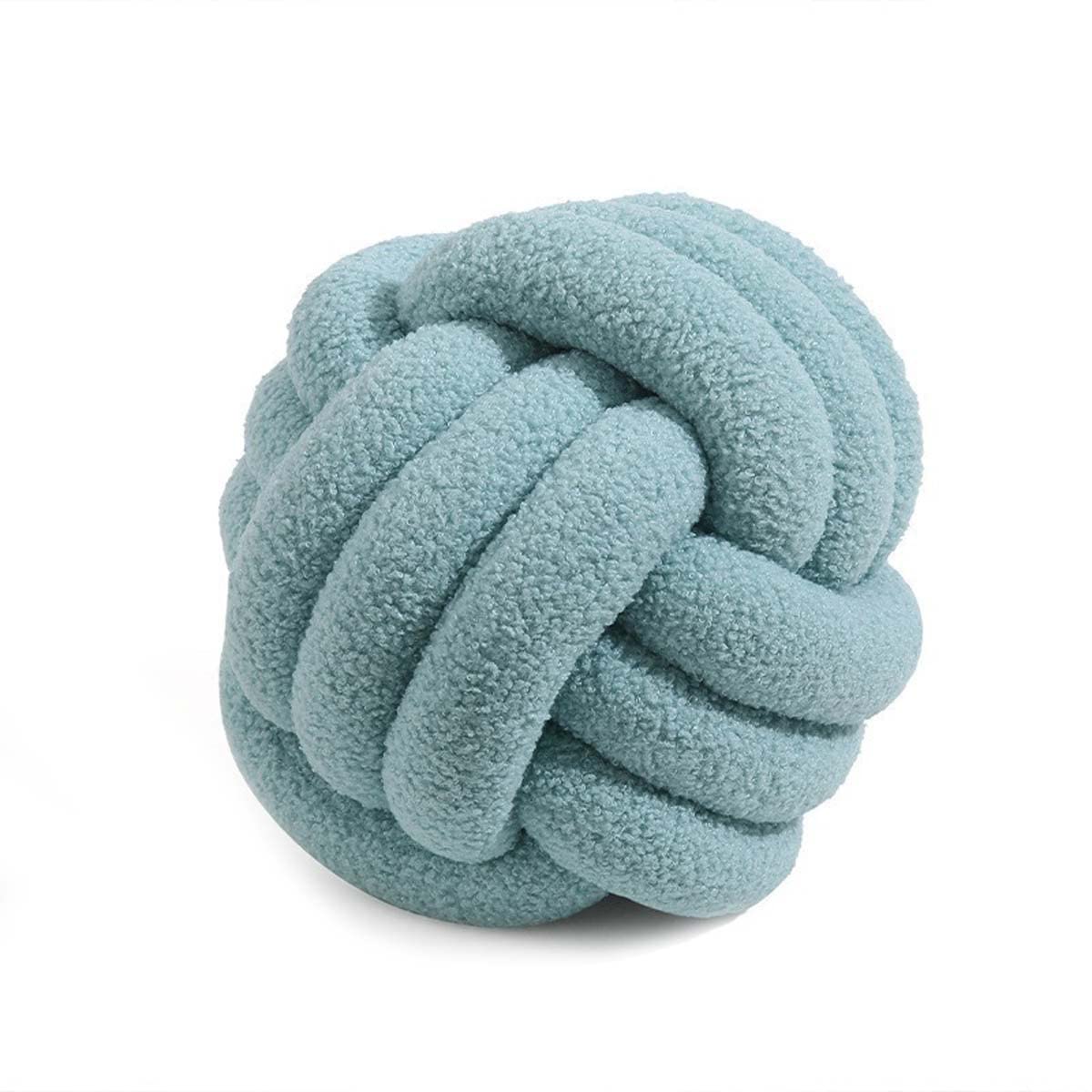 Cyprinus Carpio Teddy Fleece Hand-Woven Knotted Ball Throw Pillow Back Pillow Sofa Throw Pillow Living Room Study Round Cushion Bedside Back (14 INCH, Blue)