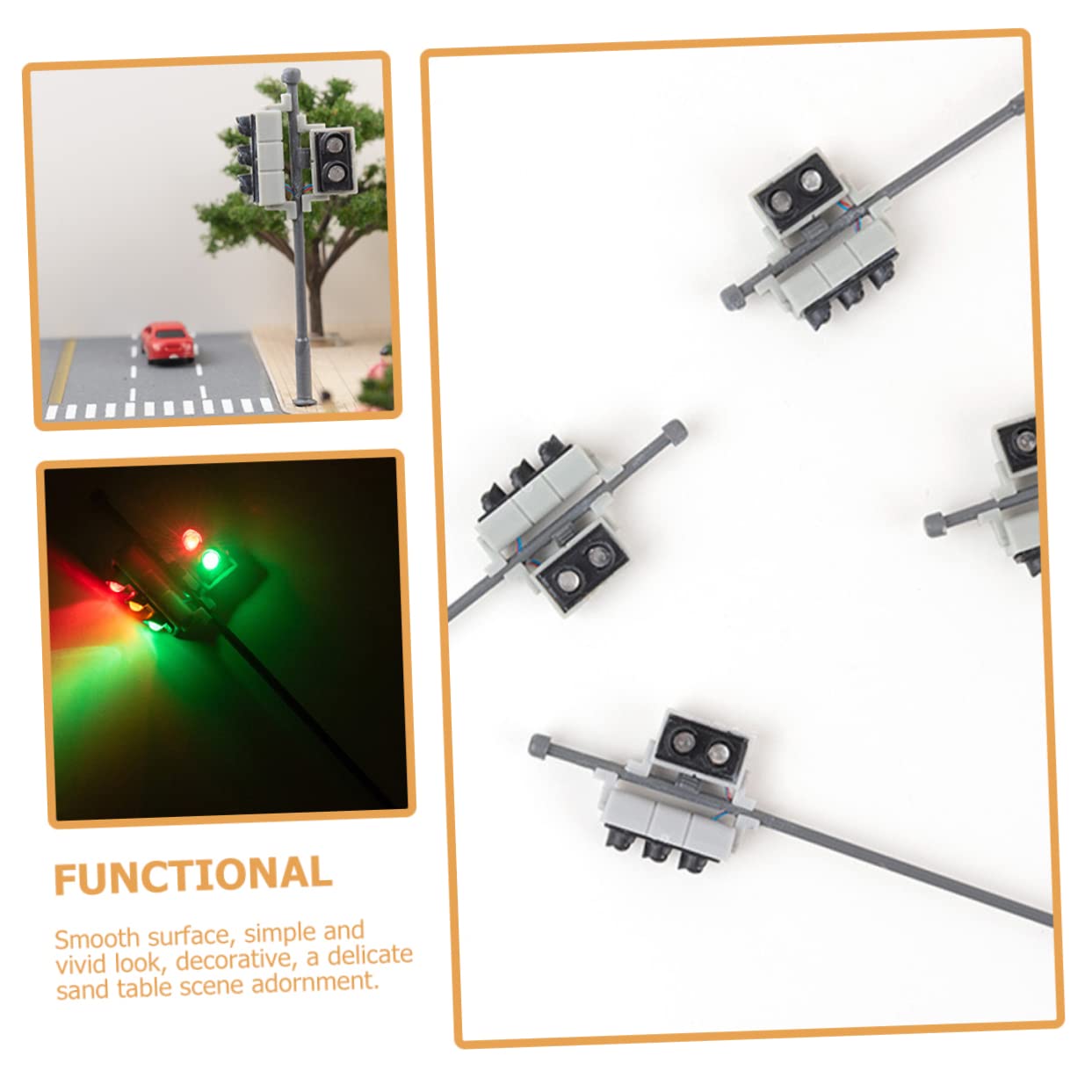 Uonlytech Miniature Traffic Light for DIY Model Train Layout Metal Abs Scale Road Signal Lamp Decor for Architecture