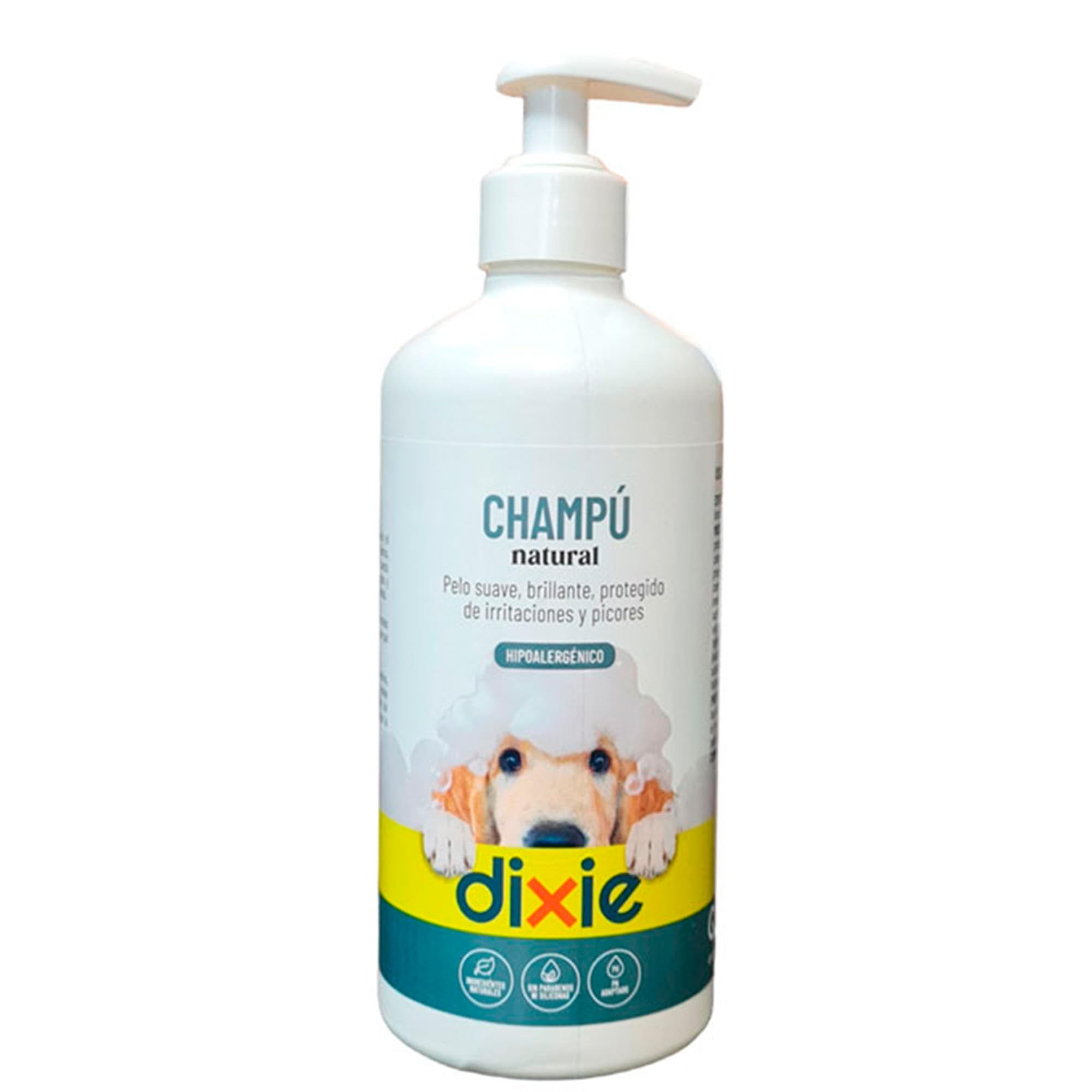 DIXIE - Champú Hipoalergénico Perros y Gatos - 500 ml - Champú Natural para Mascotas con Piel Sensible - Pelaje Suave, Brillante e Hidratado - Protege de Irritaciones y Picores - Todo Tipo de Pelaje