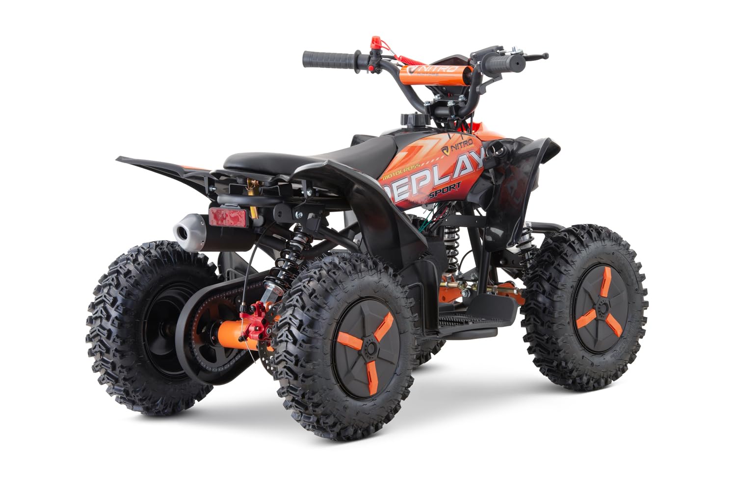 Replay Mini Quad 49cc 2 Takt Kinderquad ATV 6 Zoll Snowy Profile L Reifen Alu Easy Starter stufenlos drosselbar Automatik Kette Scheibenbremsen Sportauspuff bis 40 kmh (rot)