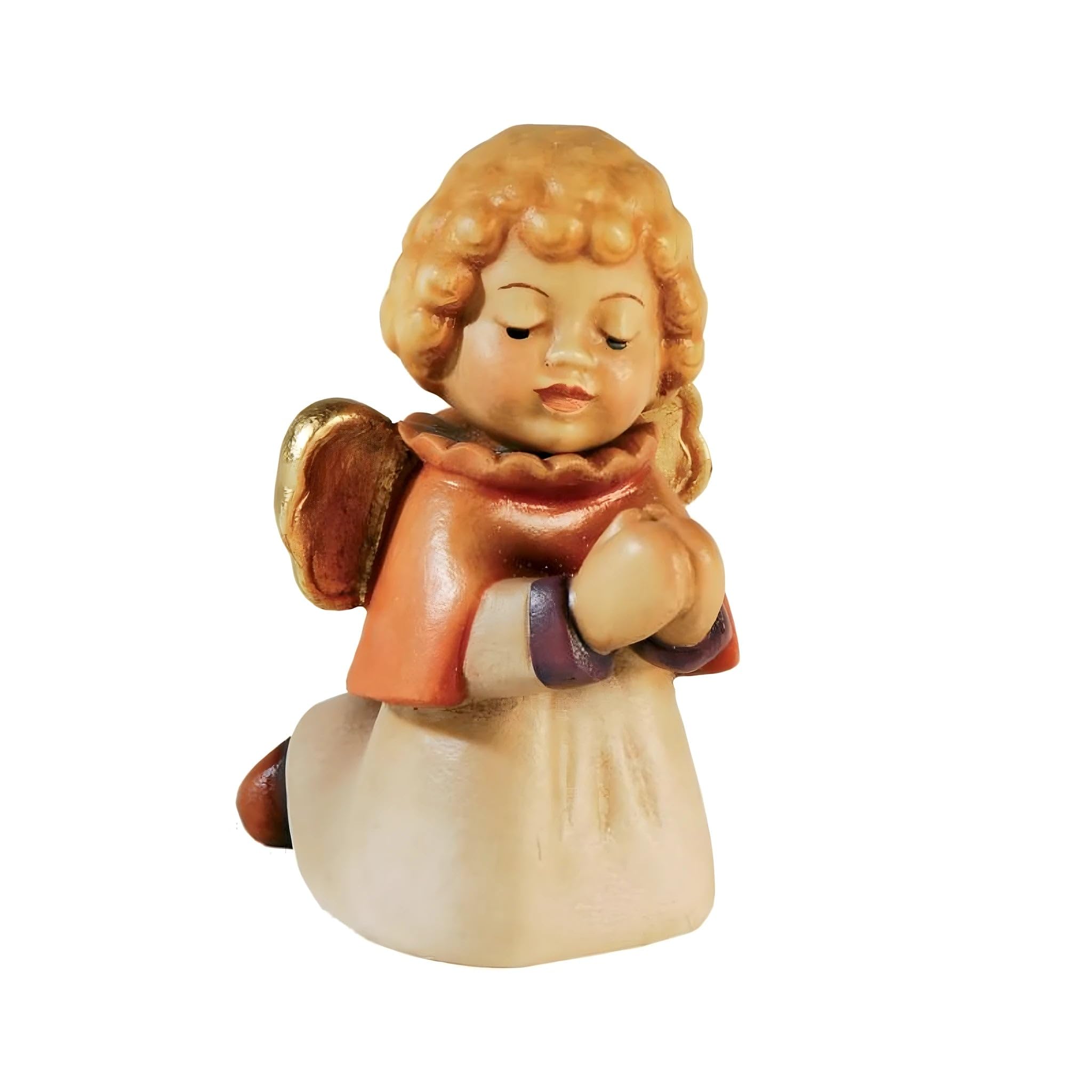 Ange sculpté en bois coloré à la main, la magie d'une figurine de crèche