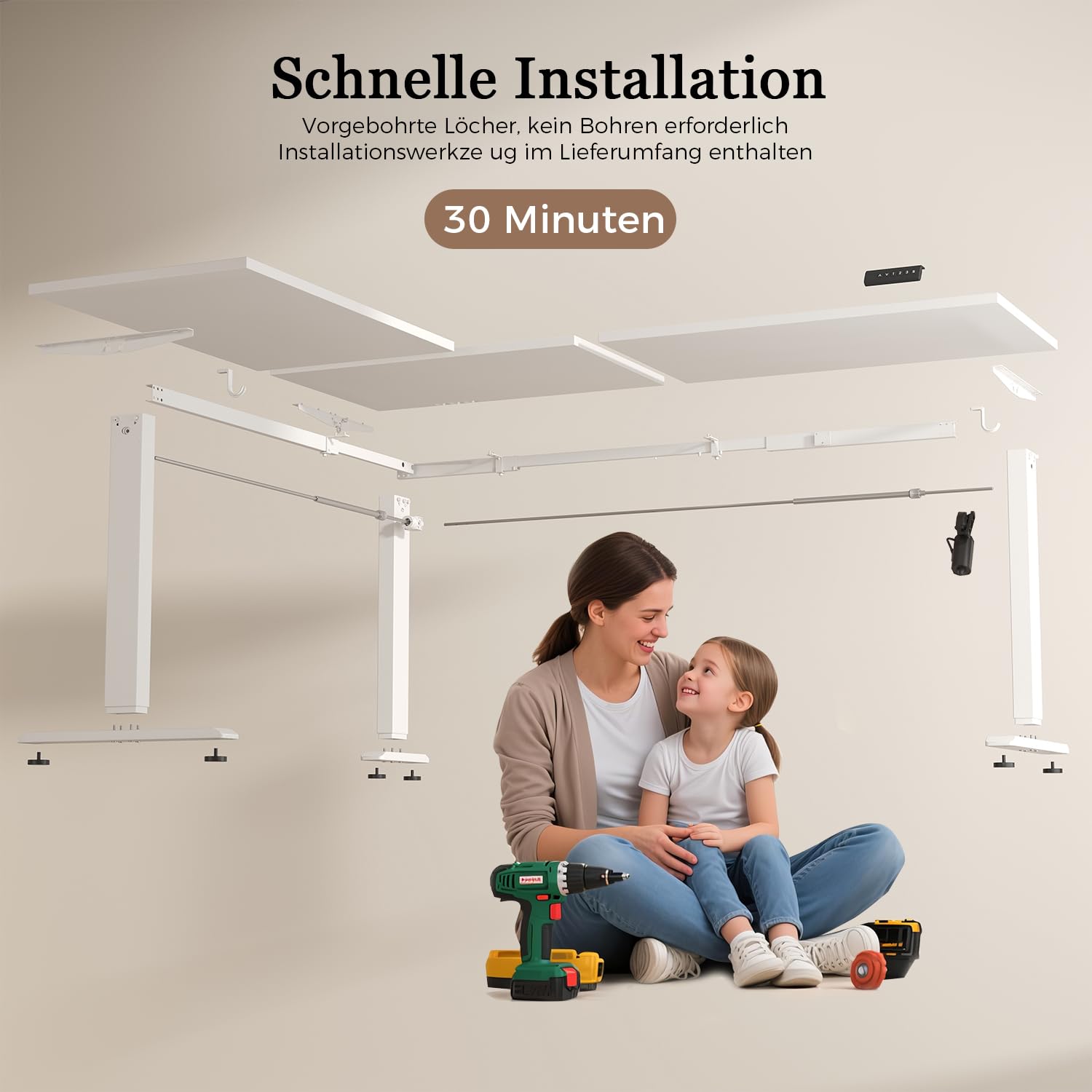 Klicelor L-förmiger Elektrischer Schreibtisch Höhenverstellbar, 160 x 140 cm L Form Stehschreibtisch mit 3 Memory-Funktionen und Antikollisionstechnologie, ergonomischer Computertisch, Weiß