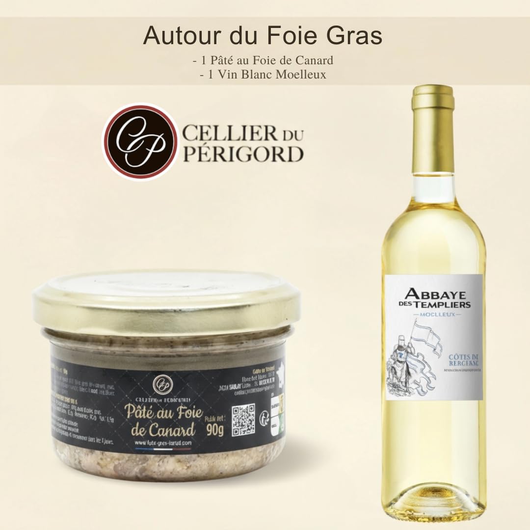 Cellier du Périgord - Panier Gourmand Prestige - Colis Découverte 2025 apéritif, 9 pièces, 458 g hors boisson + vin blanc moelleux AOP Côtes de Bergerac 75 cl