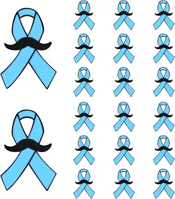 Blue Ribbon Men Health Awareness Pins Colon Prostate Cancer Awareness Brooch Black Beard Design Metal Badge