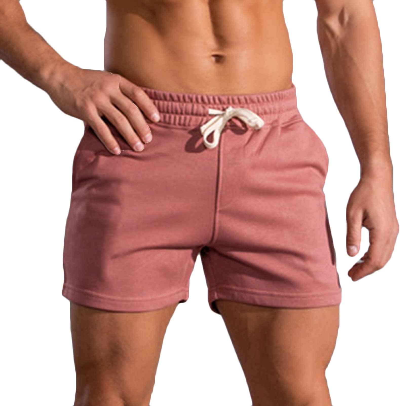 Sports Shorts for Men Mens Sweat Shorts Outdoor Sport Gym Athletic Shorts Comfortable Drawstring Fitness Sport Shorts With Pockets Mens American Flag Shorts Watermelon Red M