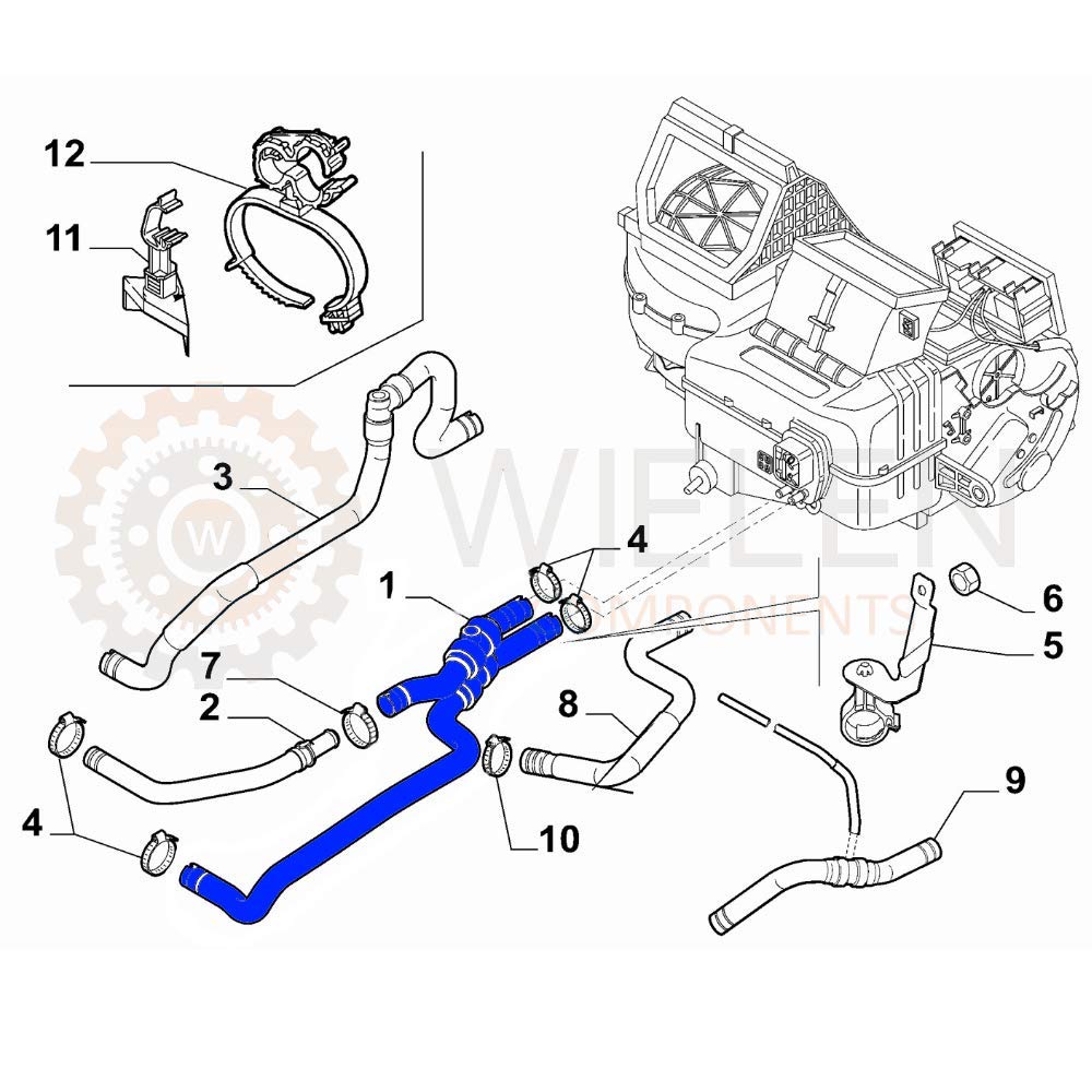 MANICOTTO COMPATIBILE CON TUBO RISCALDAMENTO FIAT IDEA PUNTO 1.2 16V LANCIA YPSILON MUSA 1.2 1.4 46544319
