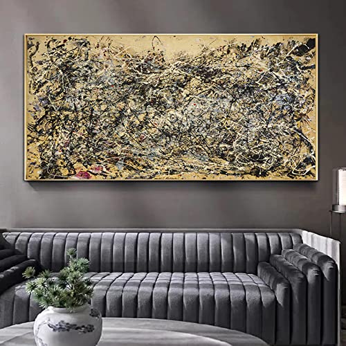 Toile abstraite Jackson Pollock | Grand tableau mural automne pour salon
