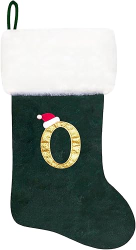 Miniatura 32 de Calcetines de Navidad bordados de 20 pulgadas con monograma, terciopelo rojo con puño de felpa blanca supersuave, adornos clásicos para decoración