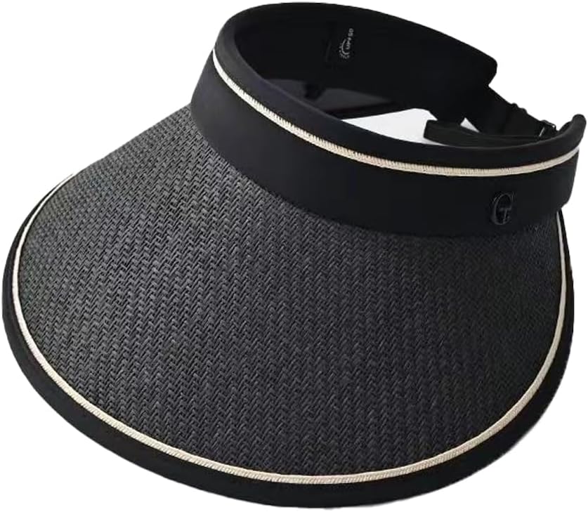 COTIM COYIN Women's Wide Brim Straw Sun Visor with UPF 50+ UV Protection, Beach Visor Sun Hat, Women's Outdoor Sun Protection