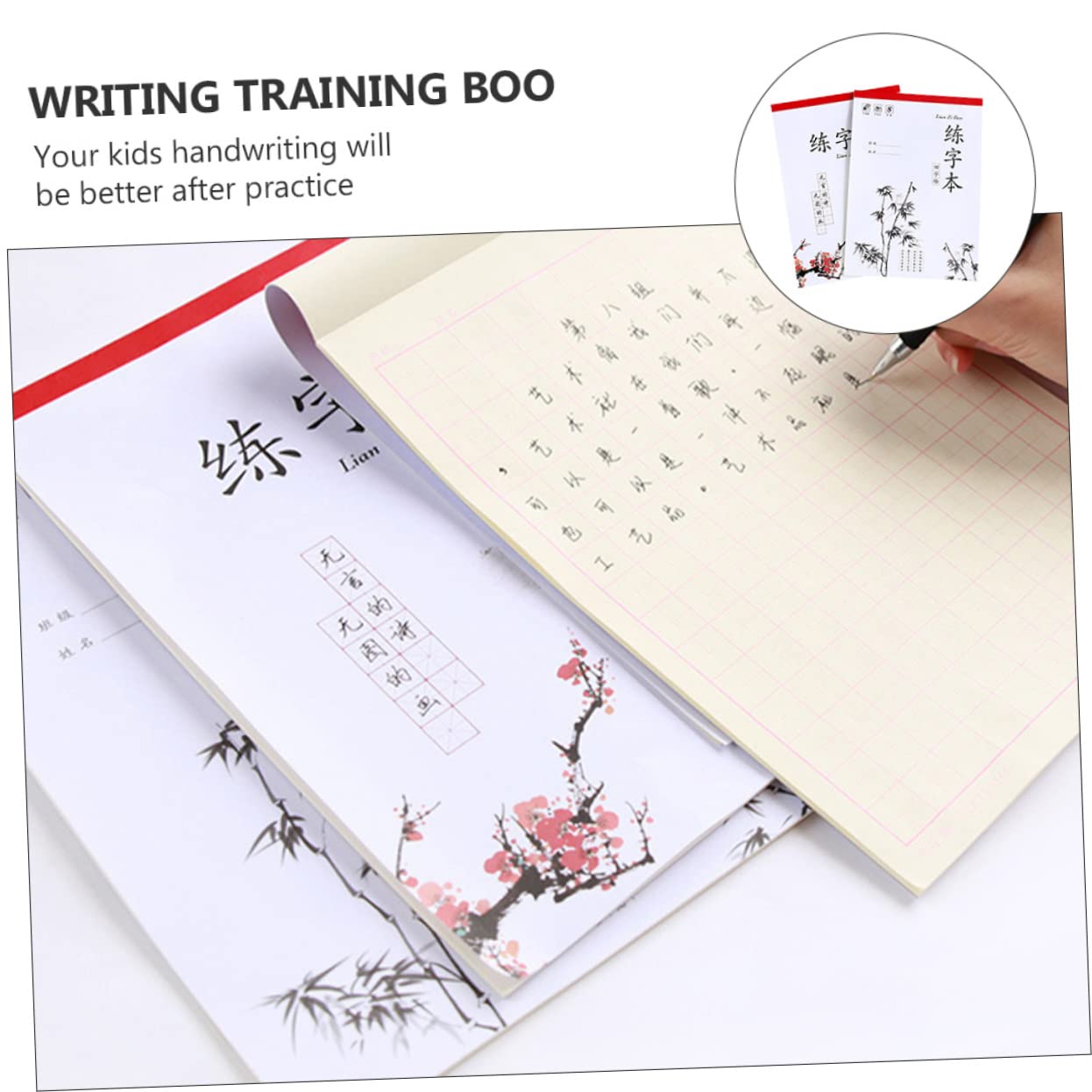 jojofuny 2 ensembles Cahier D'Exercices Pour Tout-Petits Apprentissage Cursive Pratique De L' Calligraphie Chinoise Cahier 4 pièces * 2