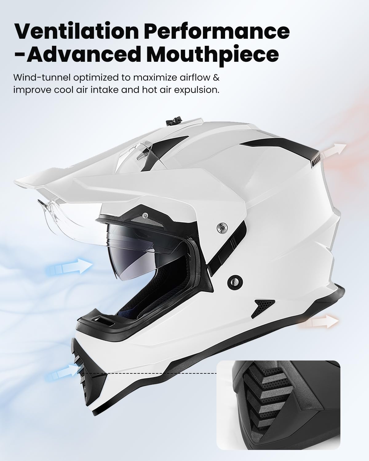 ILM Casco Moto Cross Integrale Donna Uomo ECE Omologato con Doppia Visiera Casco Moto Motocross WS902