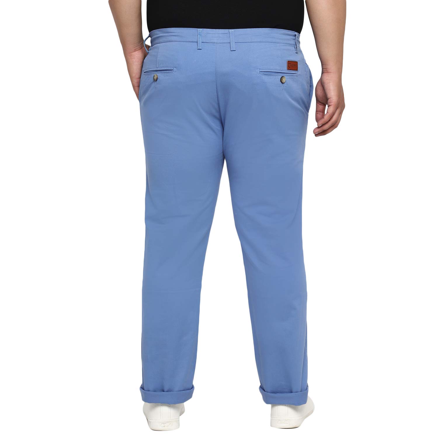 Urbano Plus Pantalones chinos casuales de algodón de tiro medio para hombre, ajuste regular, elásticos